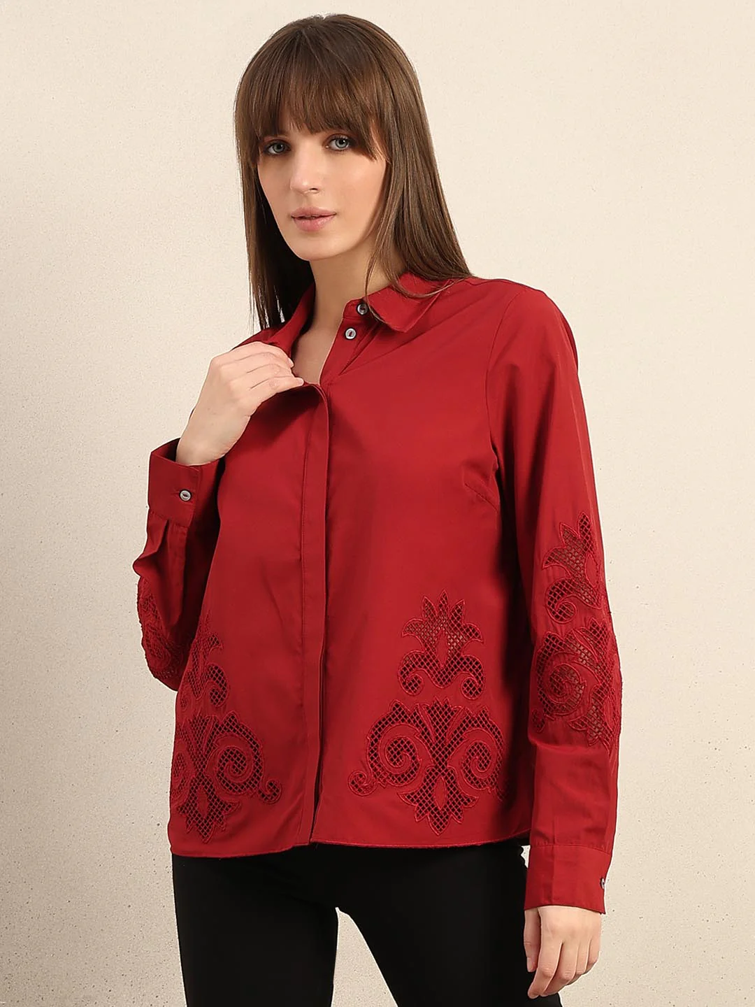 Red Cotton Shirt - Image 2