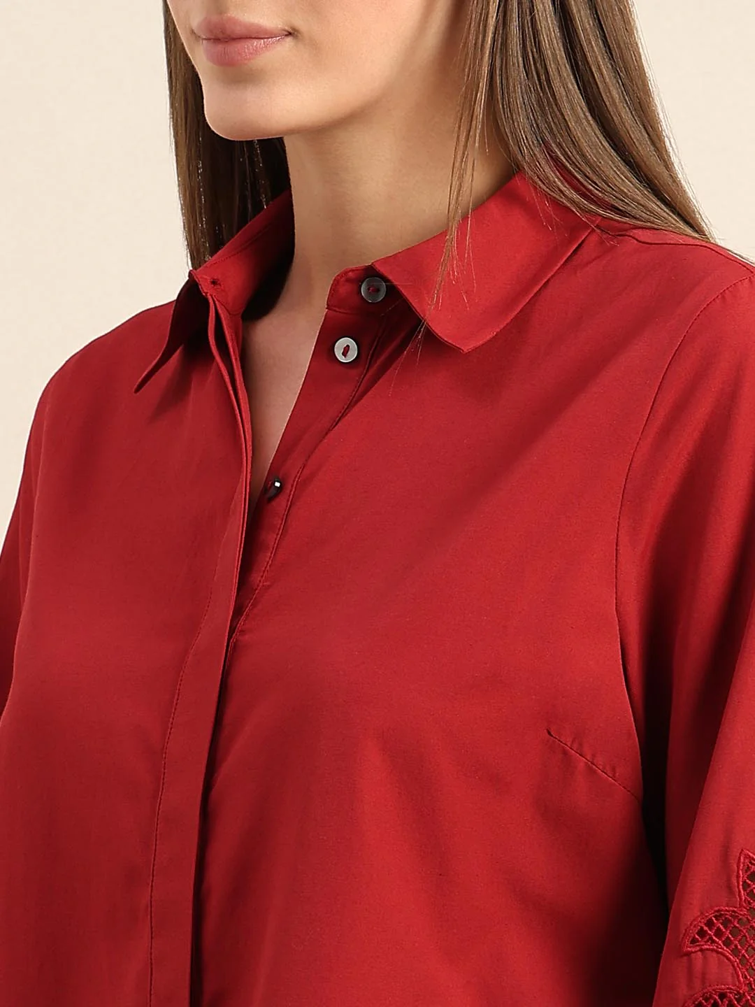 Red Cotton Shirt - Image 8