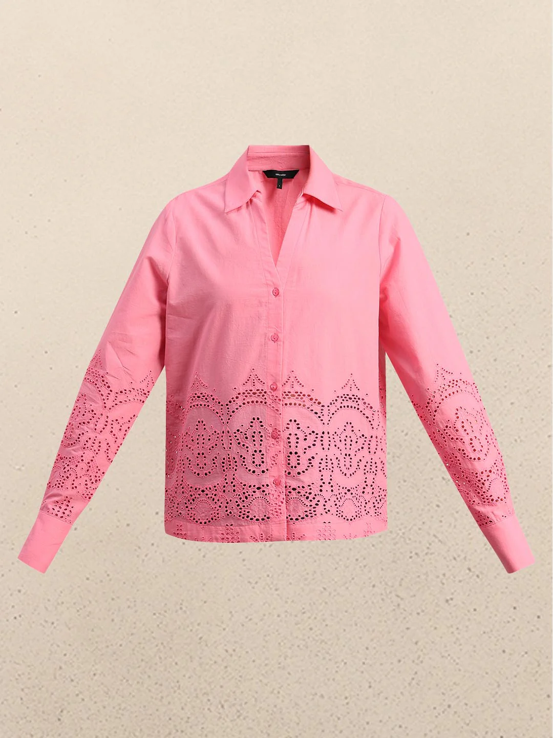 Pink Textured Cotton Shirt - Image 7