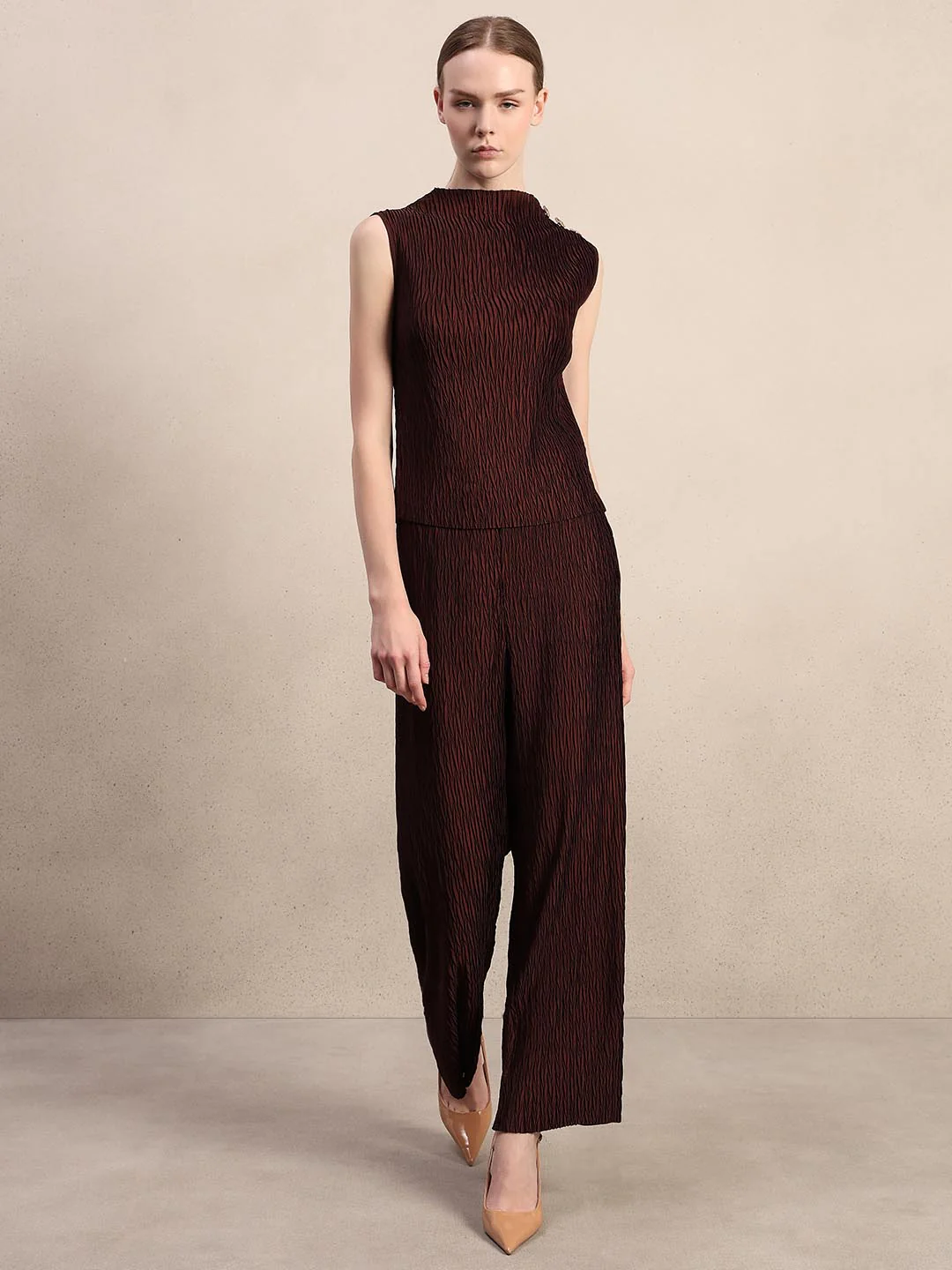 Chocolate Brown Textured Top - Image 5