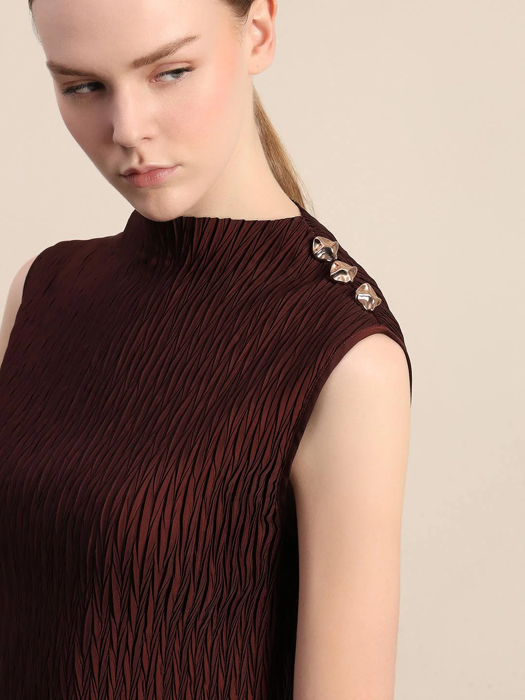 Chocolate Brown Textured Top - Image 6