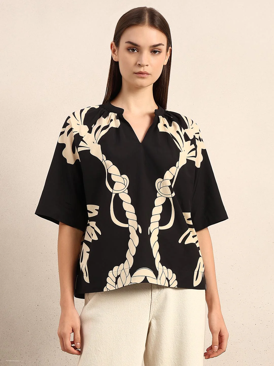 Black Printed Top - Image 2