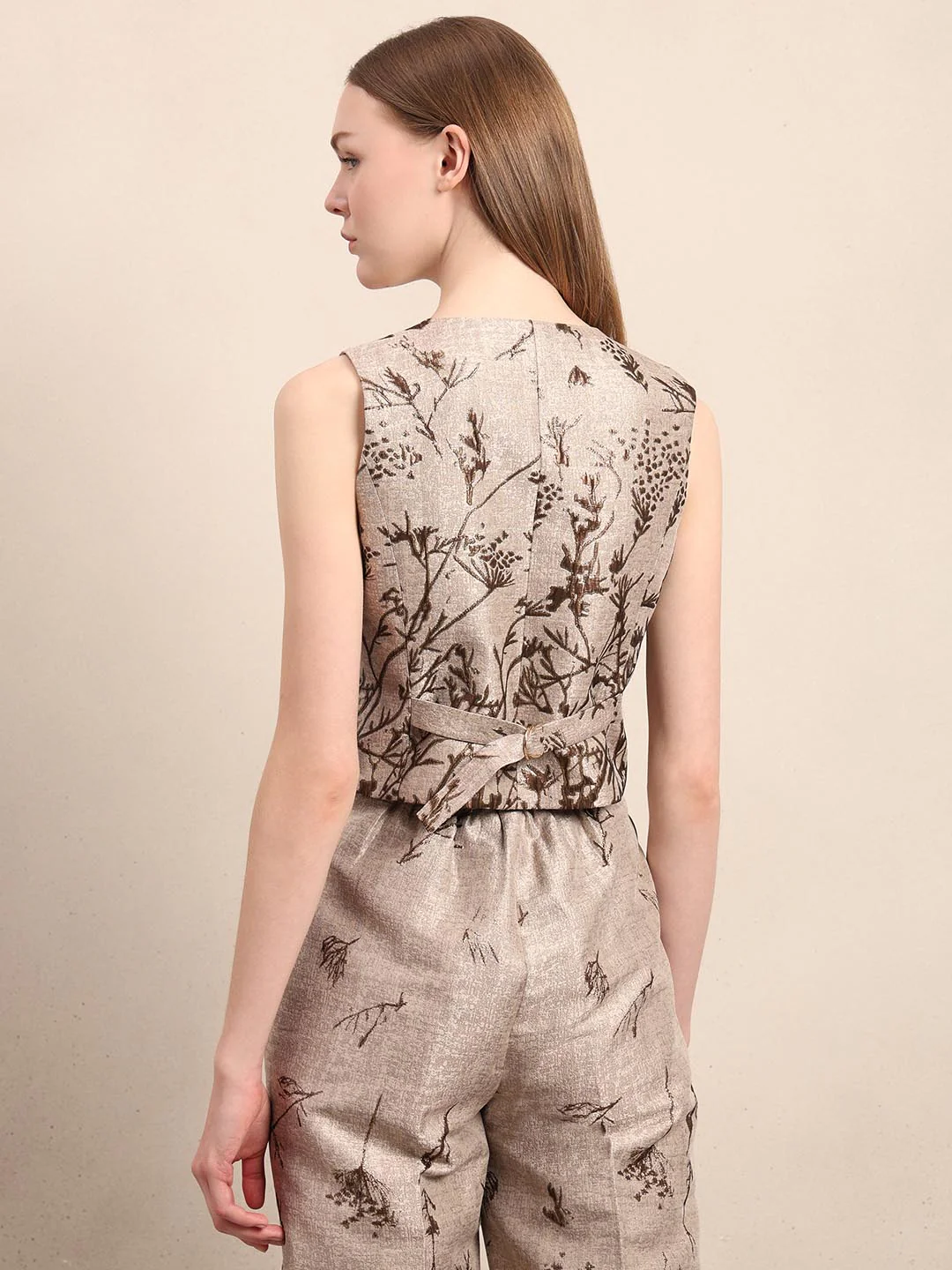 Beige Printed Vest Top - Image 4