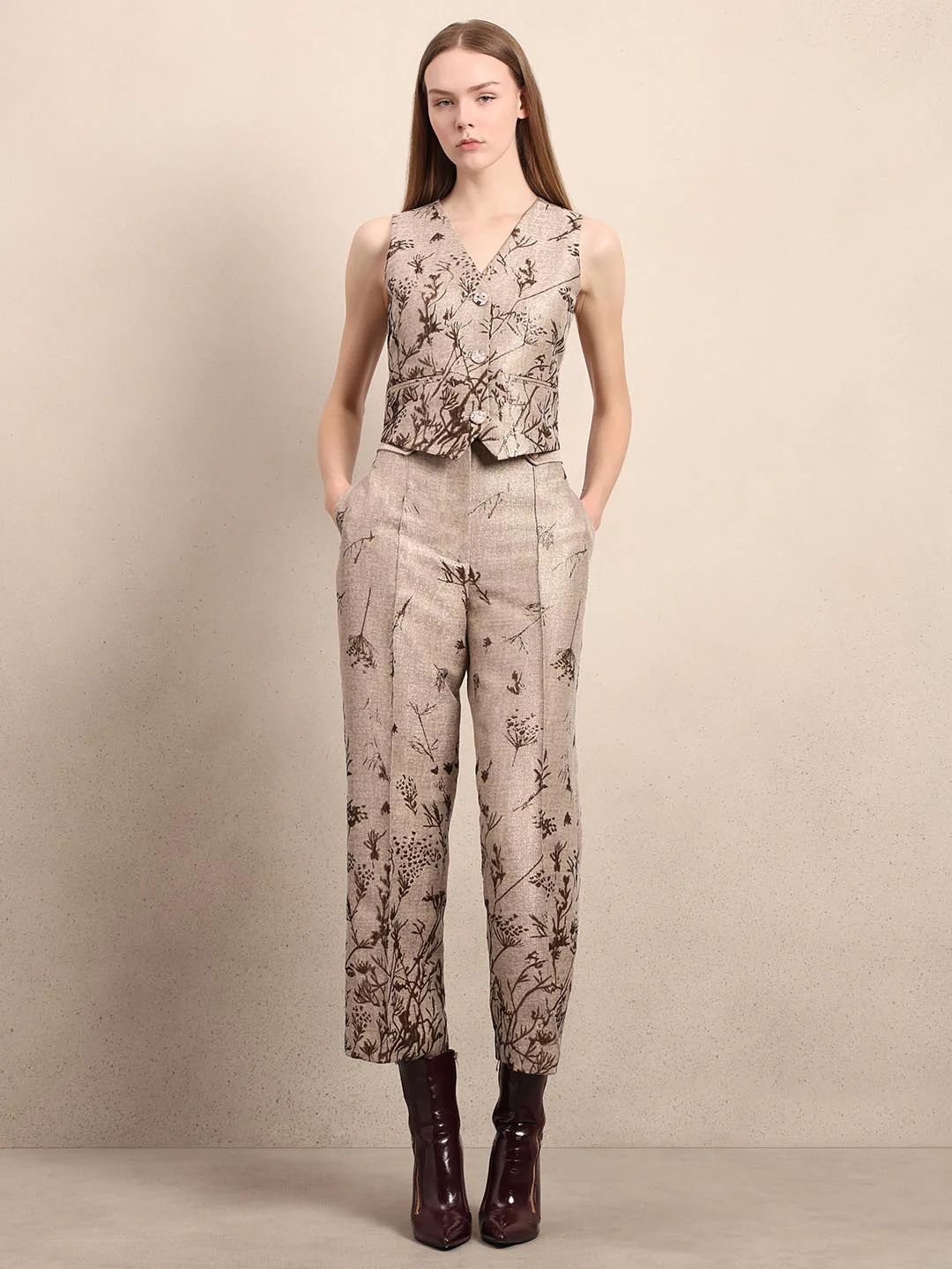 Beige Printed Vest Top - Image 5
