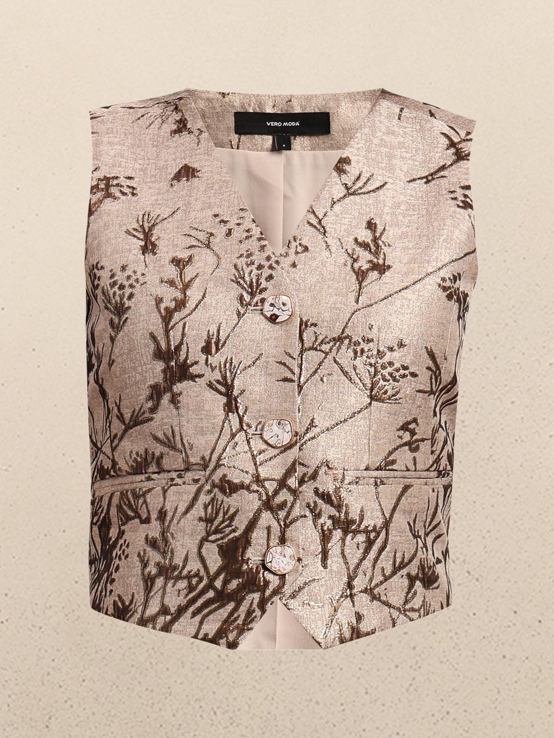 Beige Printed Vest Top - Image 7