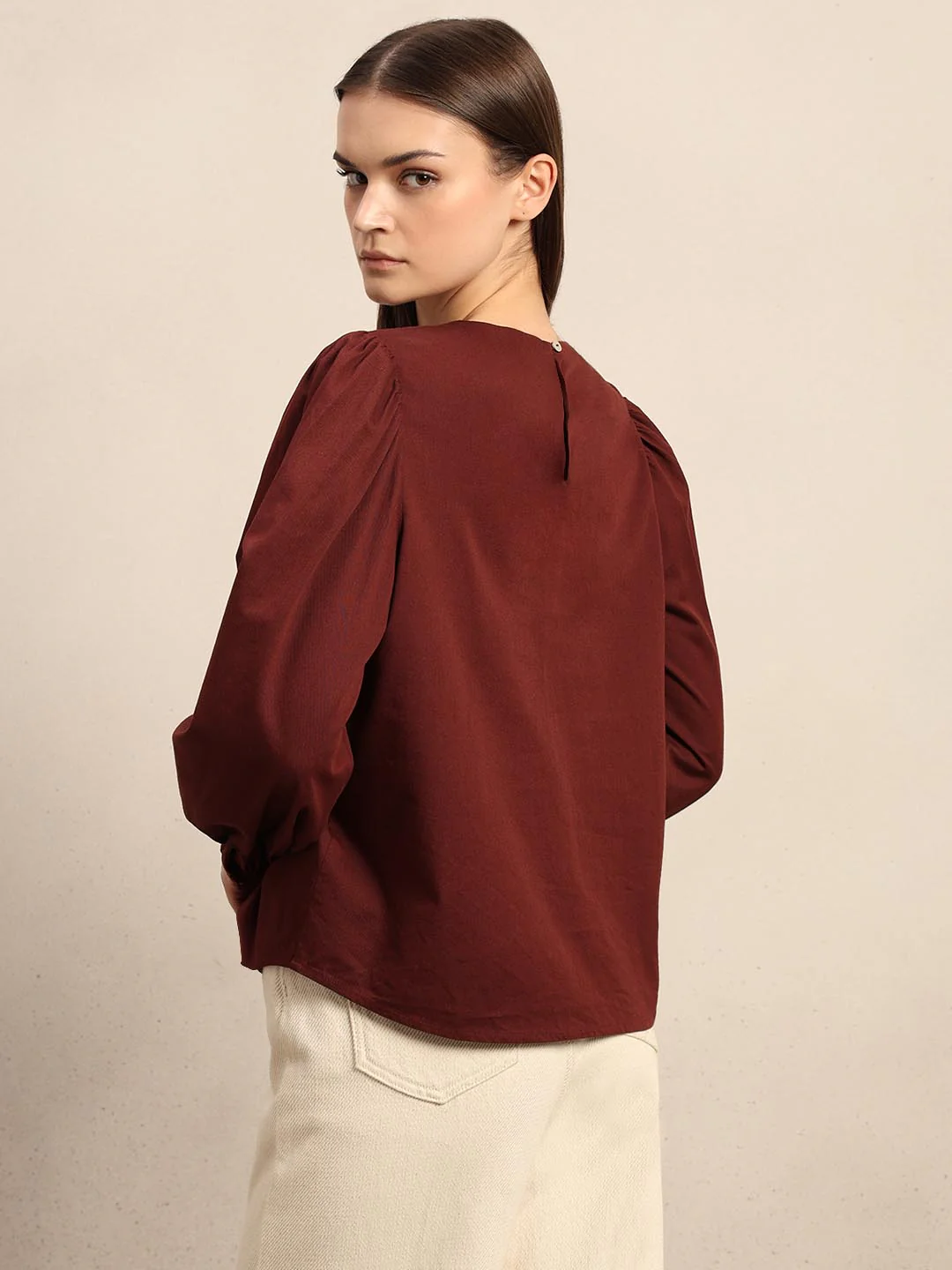 Dark Red Embroidered Top - Image 4