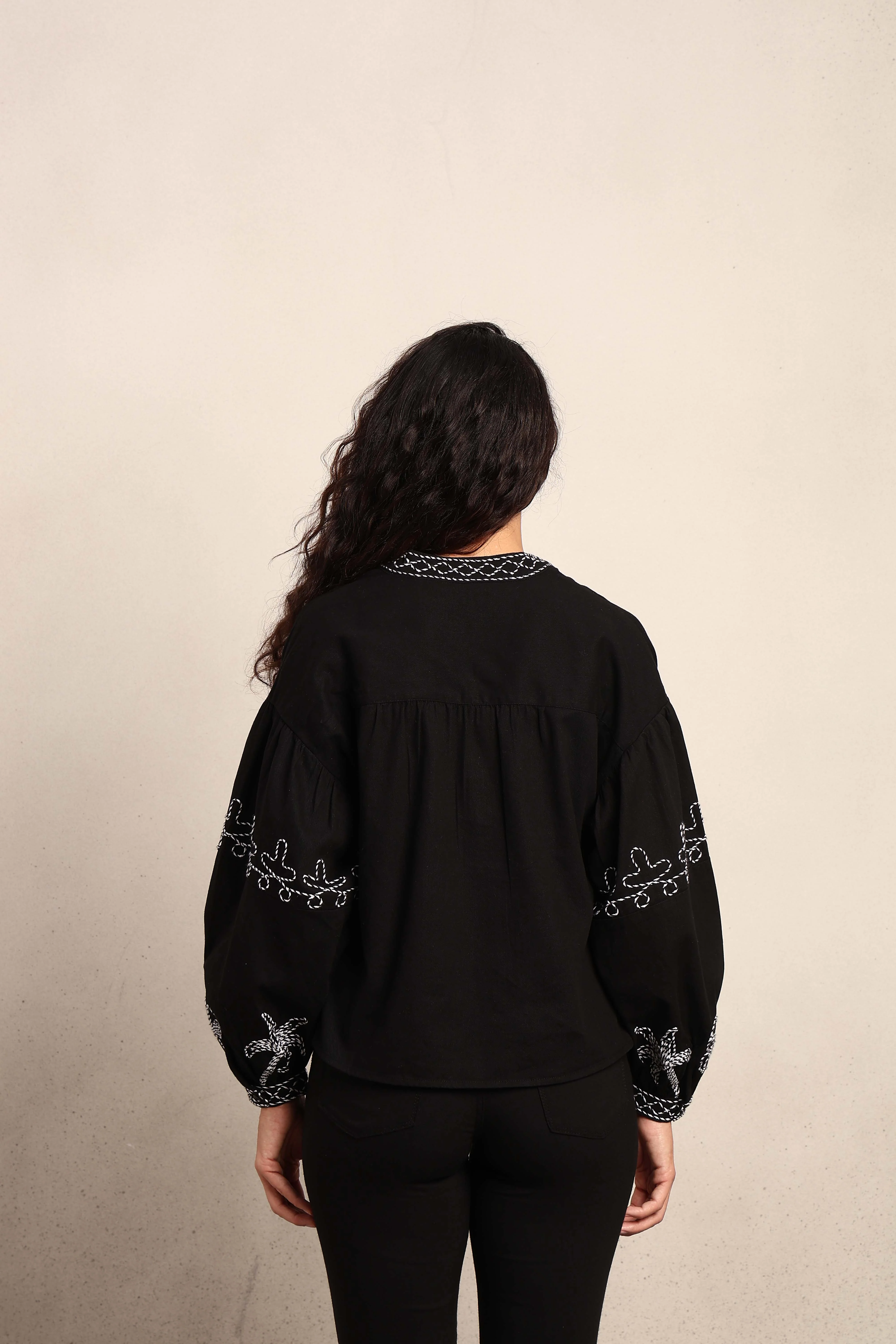 Embroidered V-Neck Top - Image 10