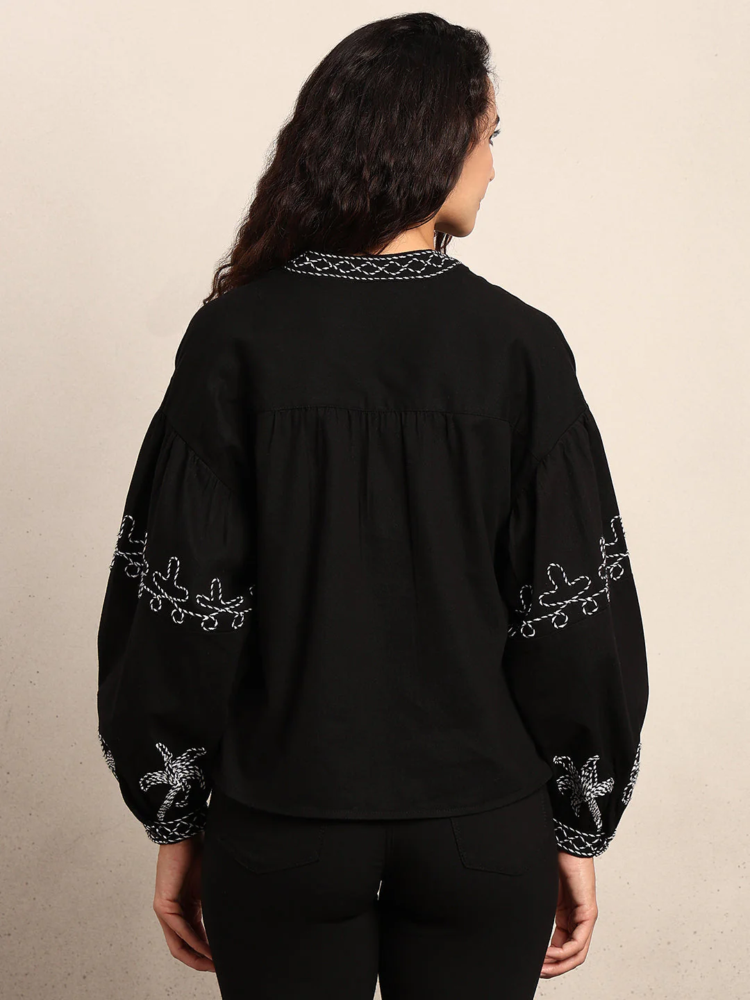Embroidered V-Neck Top - Image 4
