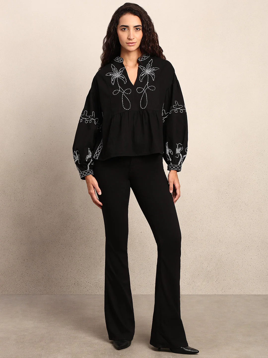 Embroidered V-Neck Top - Image 5