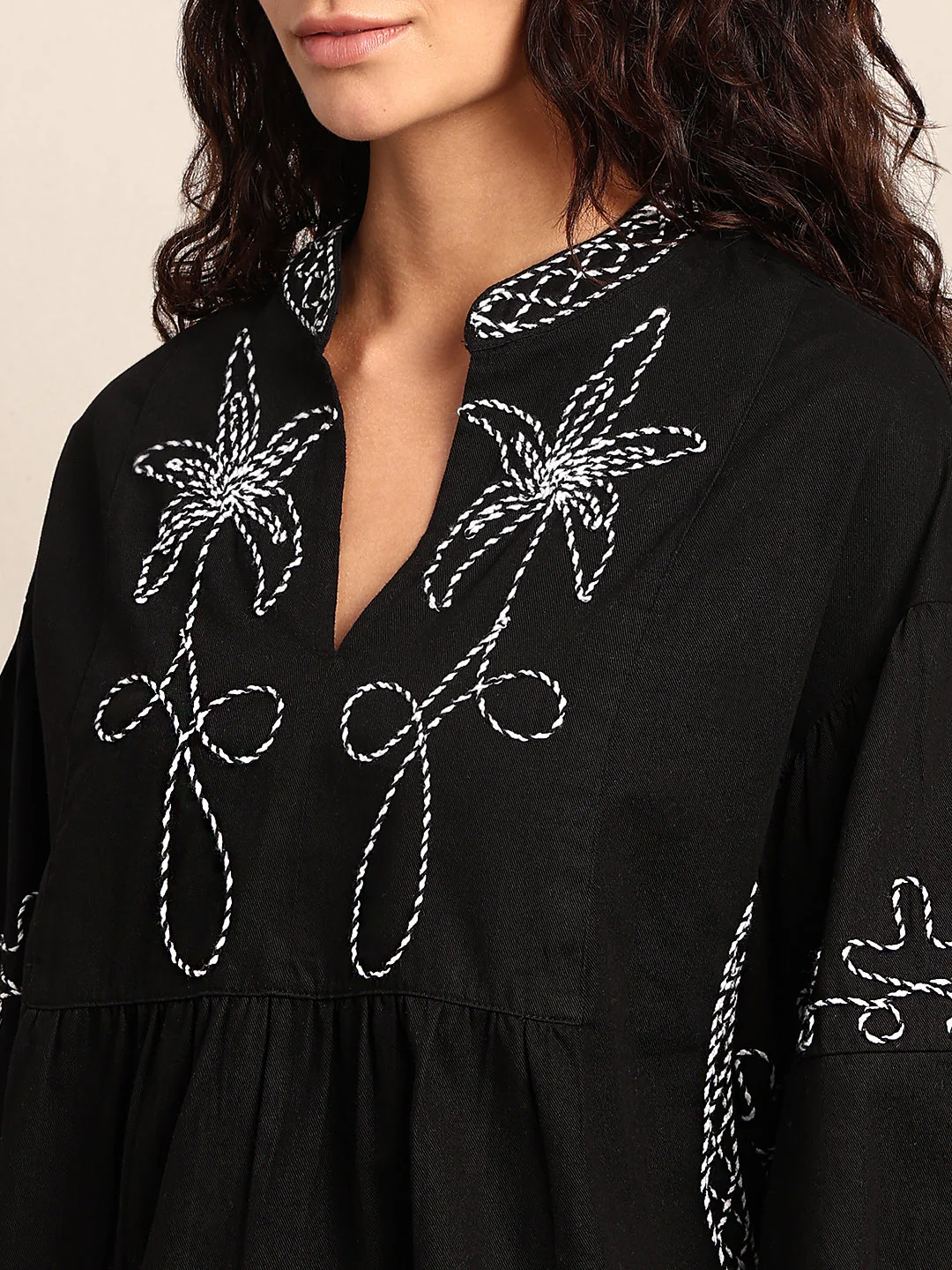 Embroidered V-Neck Top - Image 8