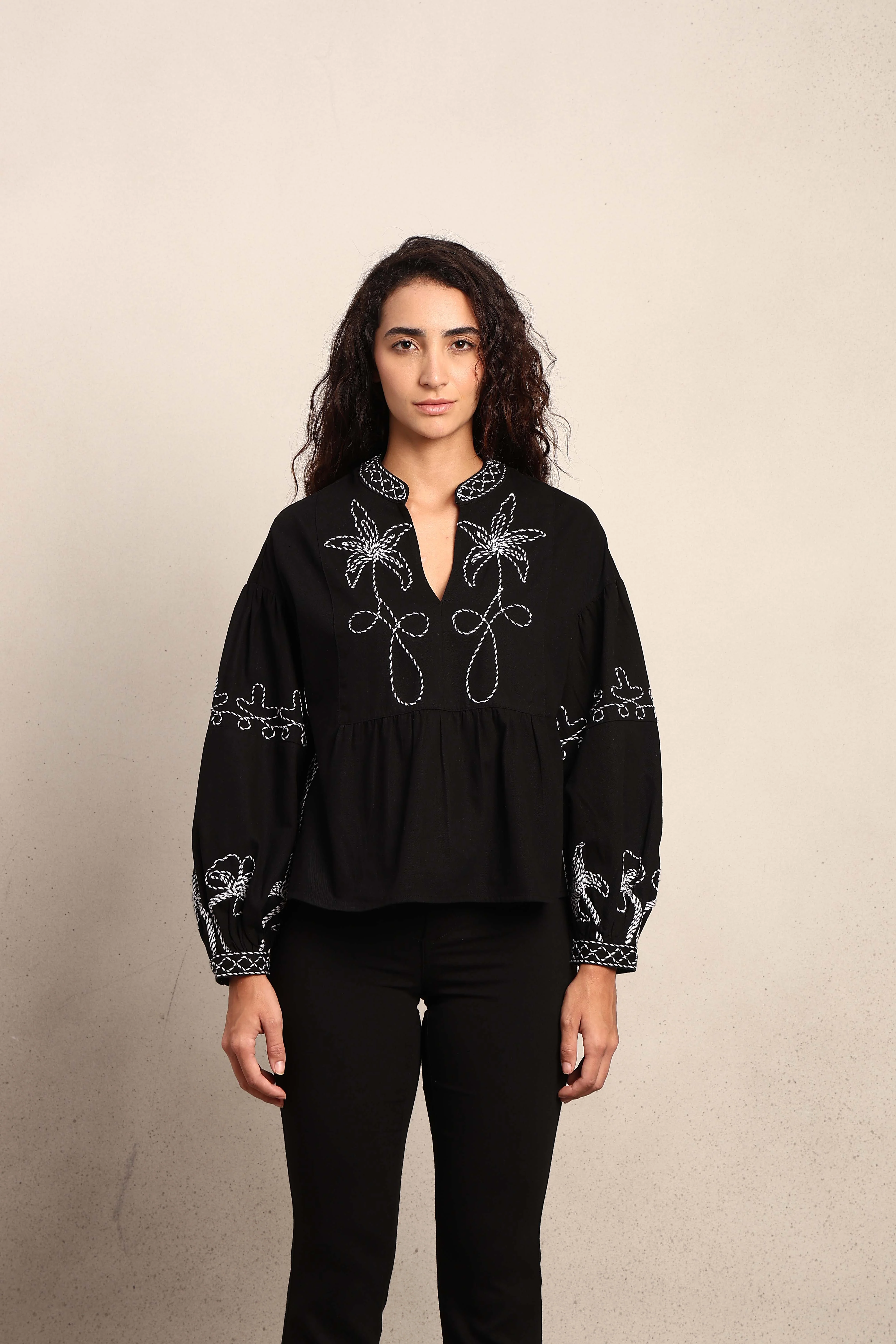 Embroidered V-Neck Top - Image 9