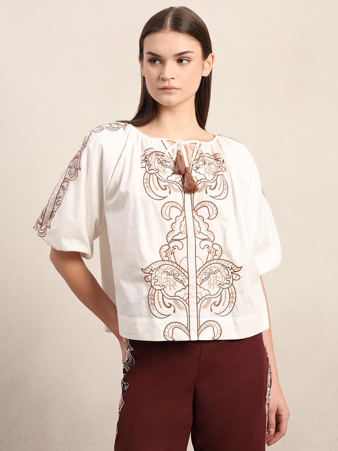 White Embroidered Cotton Top - Image 2