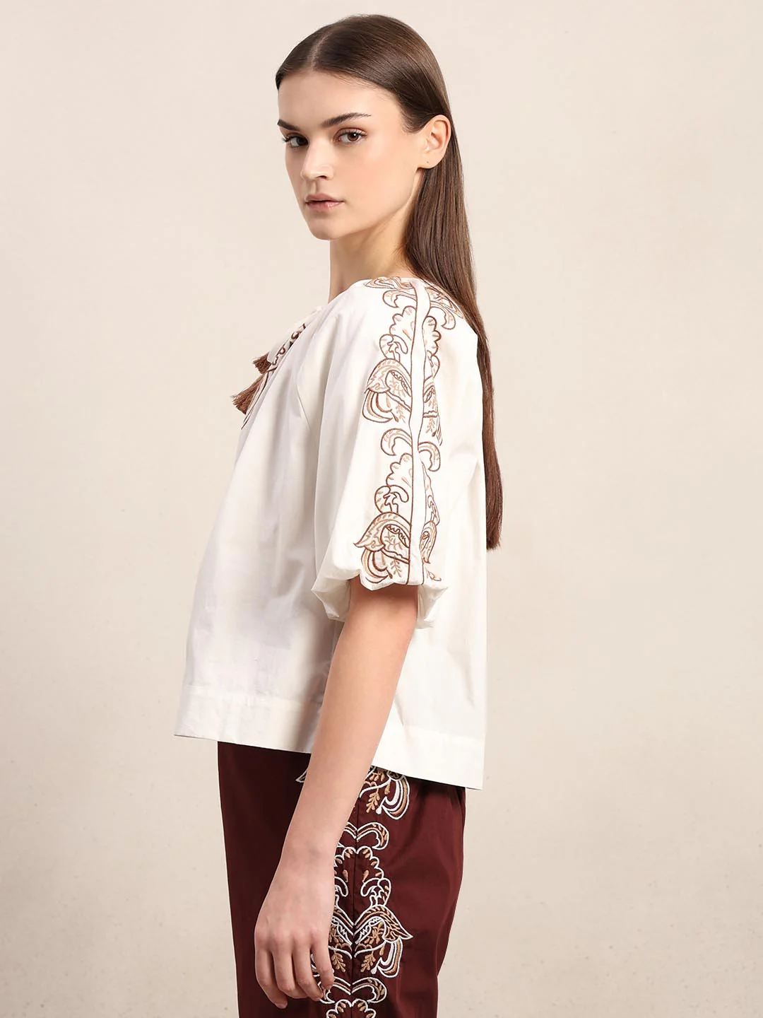 White Embroidered Cotton Top - Image 3