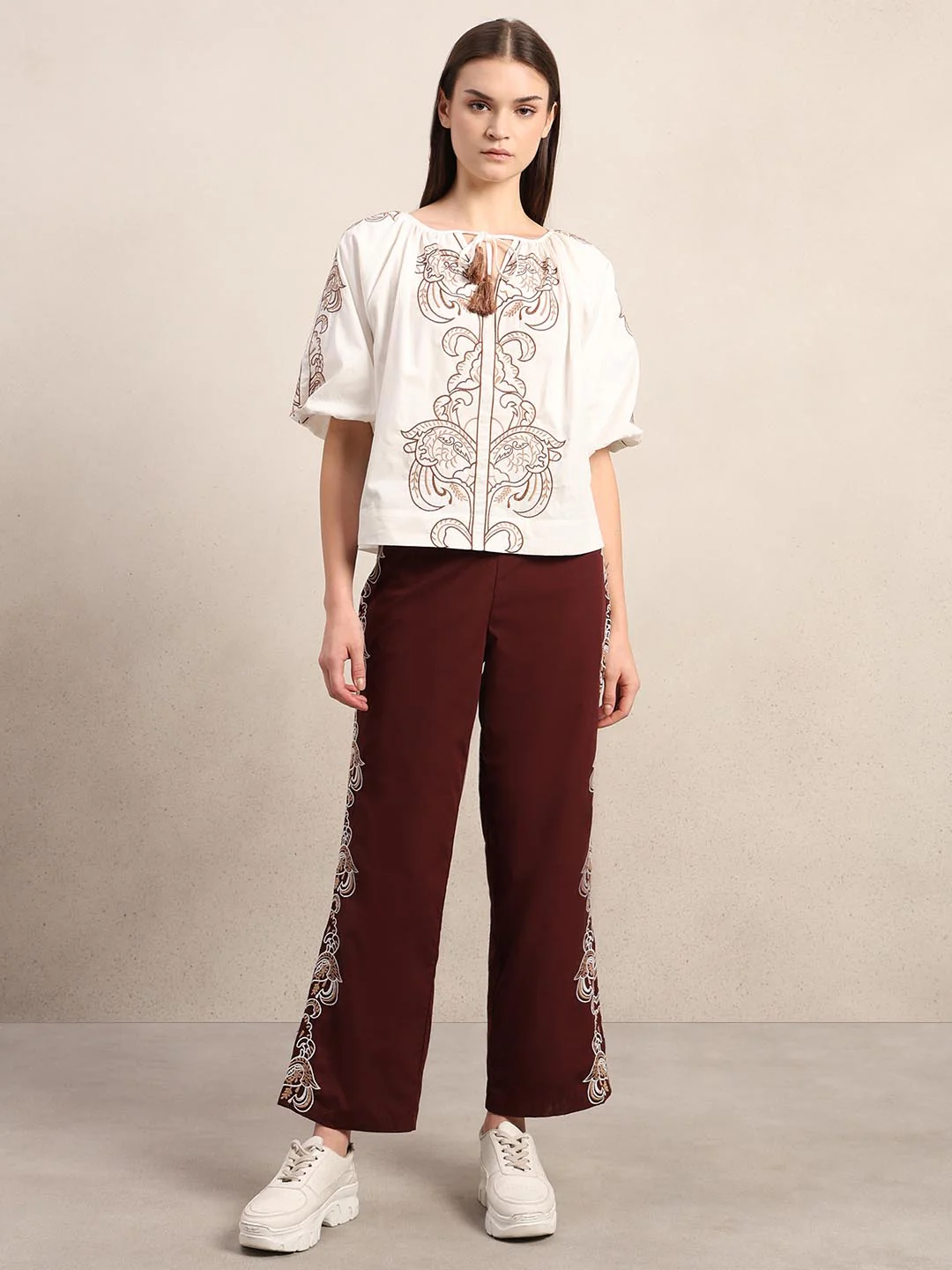 White Embroidered Cotton Top - Image 5