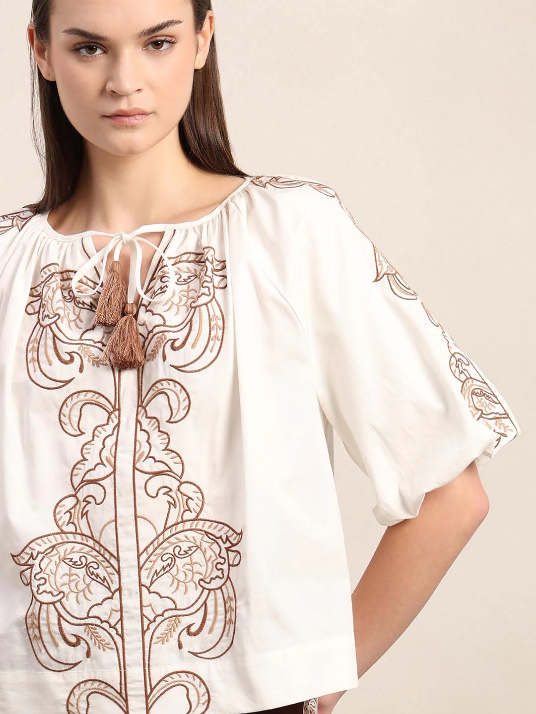 White Embroidered Cotton Top - Image 6
