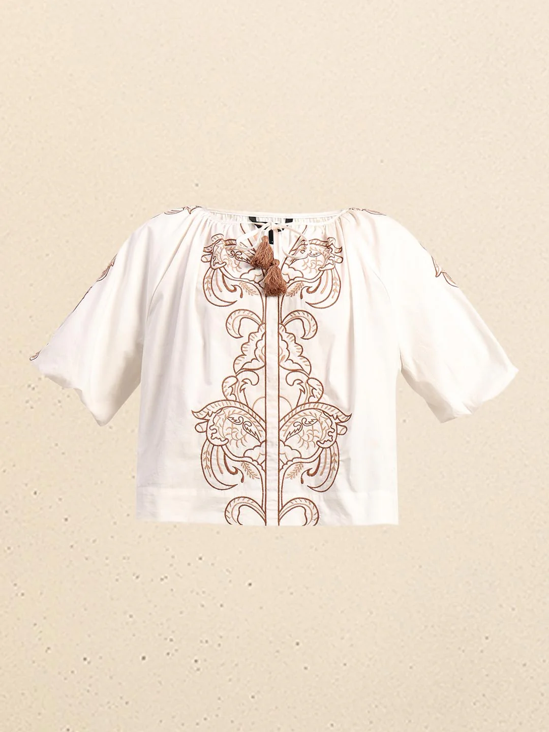 White Embroidered Cotton Top - Image 7