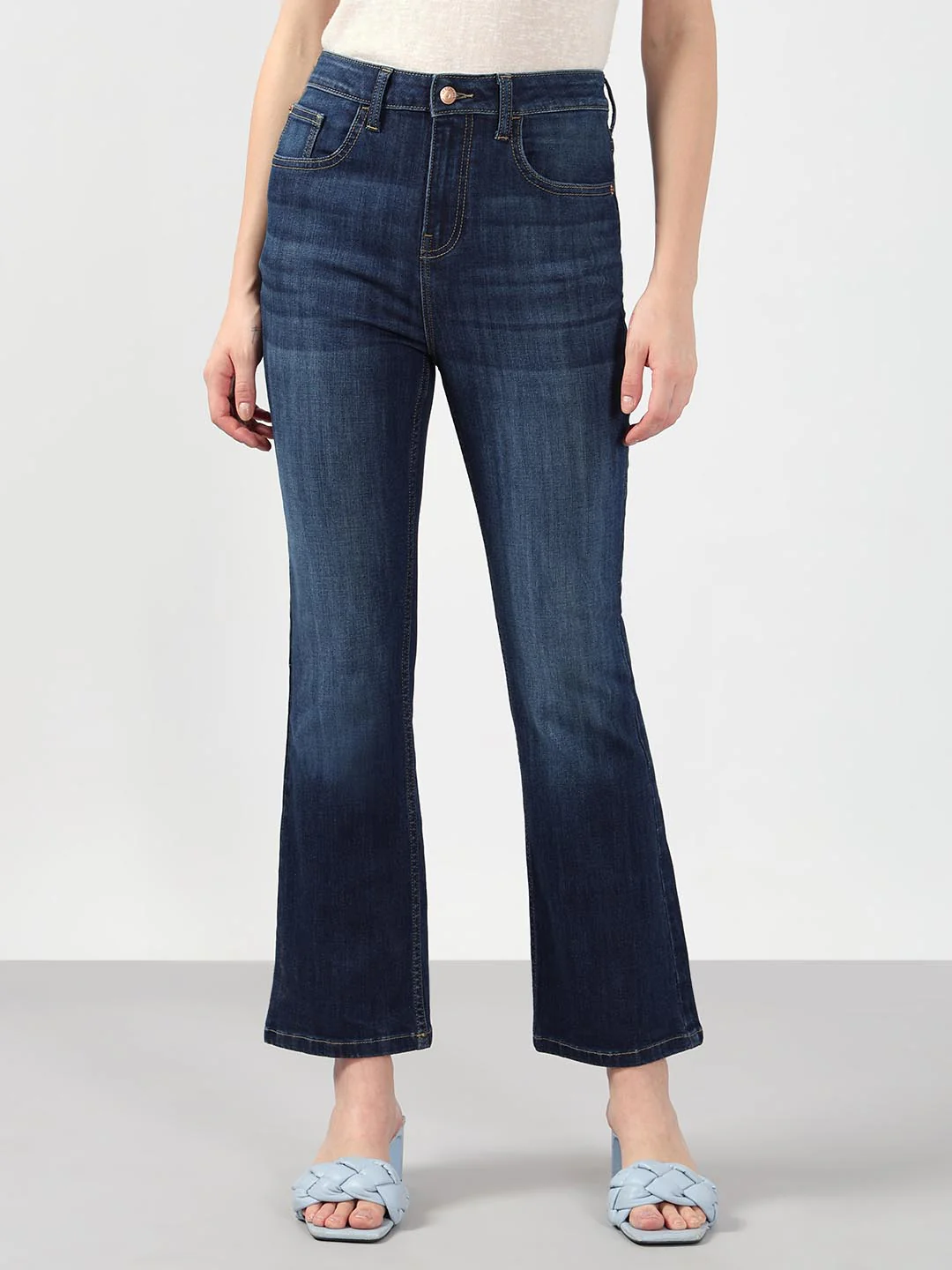 Blue Mid Rise Bootcut Jeans - Image 2