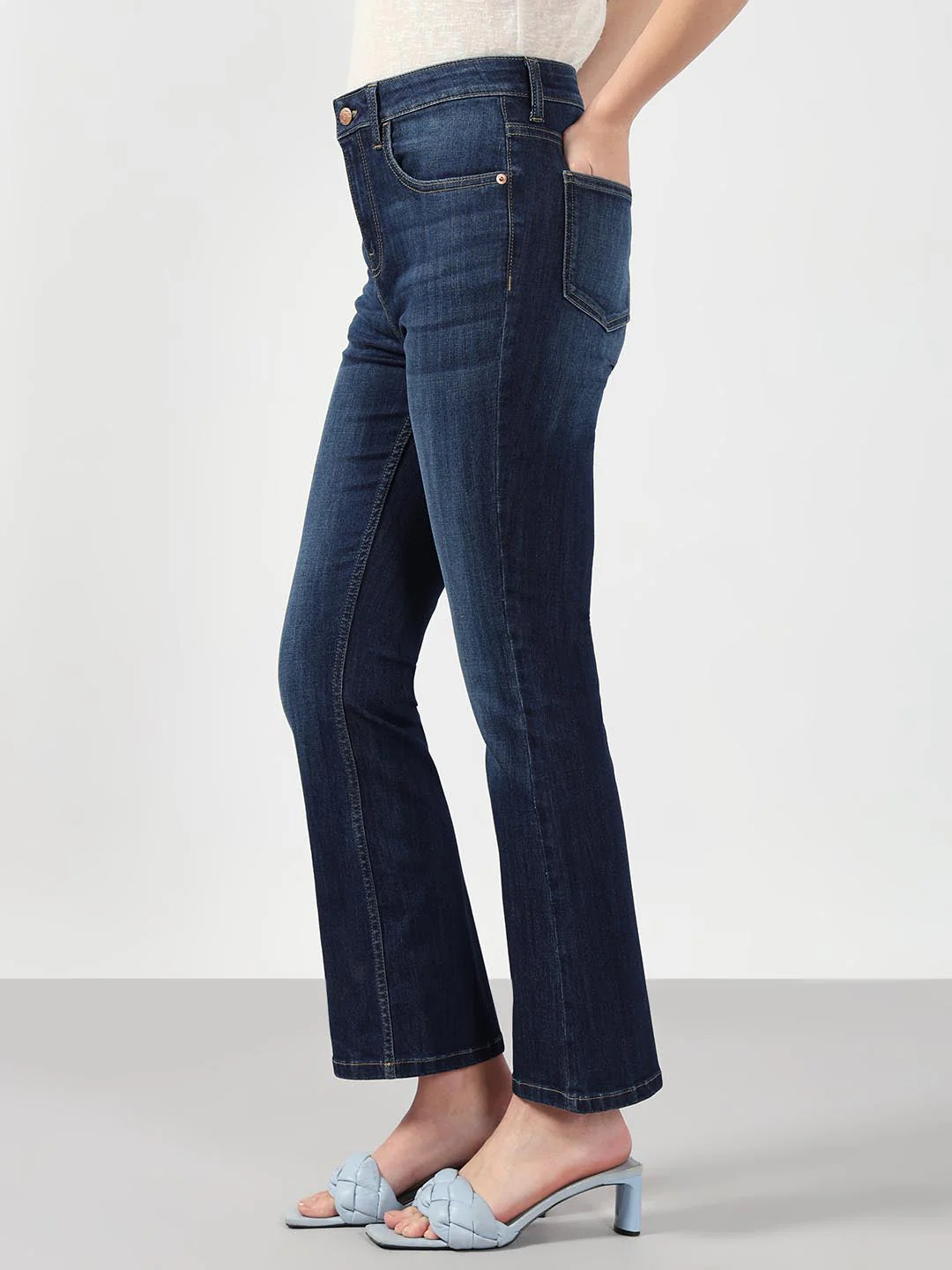 Blue Mid Rise Bootcut Jeans - Image 4