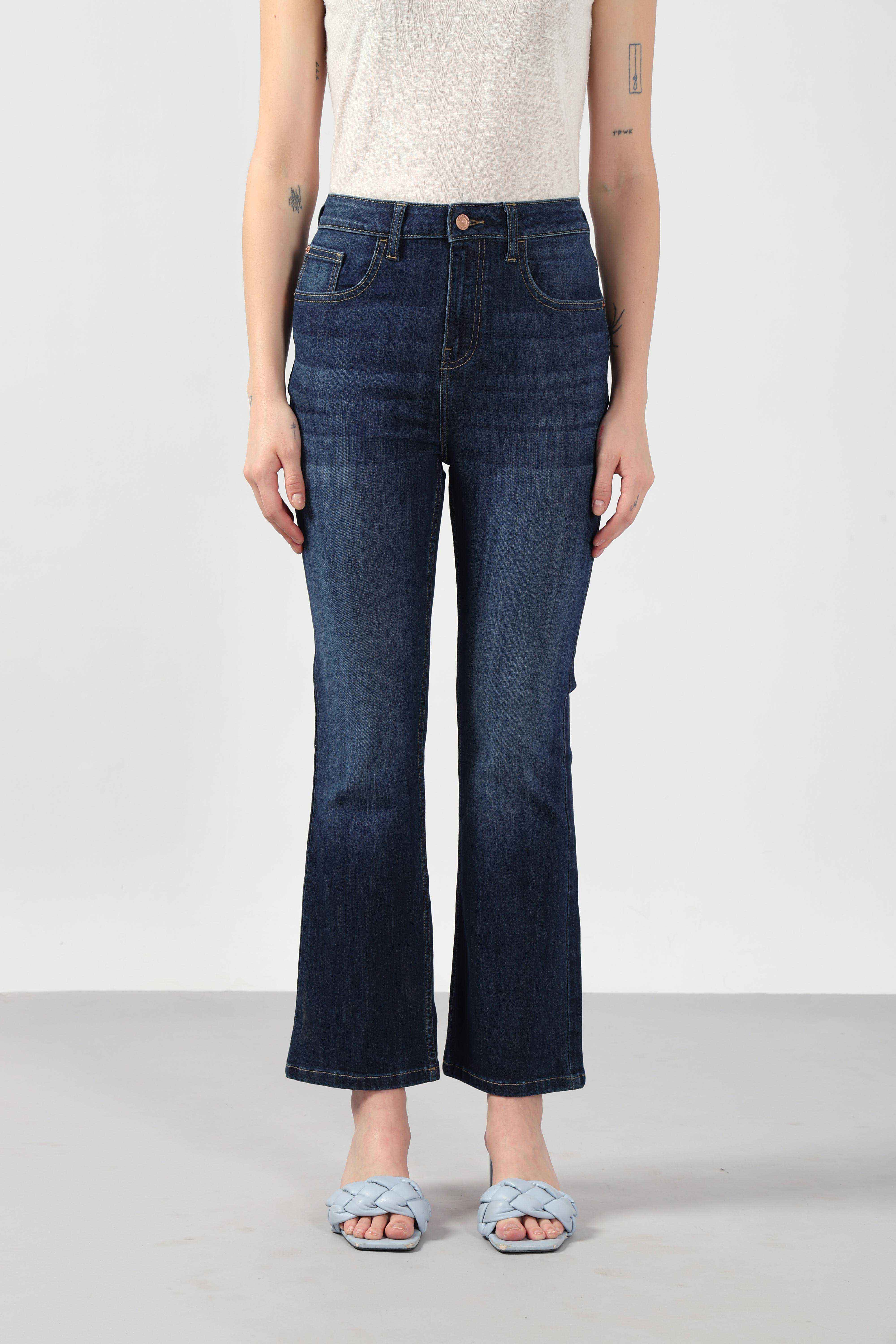 Blue Mid Rise Bootcut Jeans - Image 9