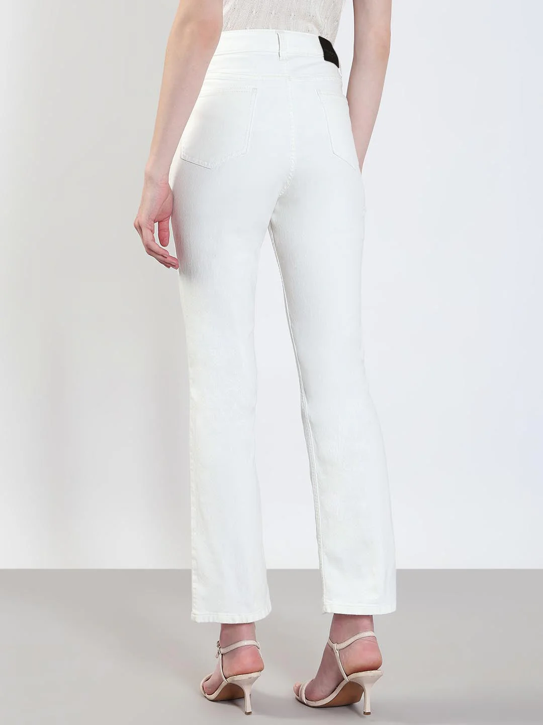 White Mid Rise Bootcut Jeans - Image 3