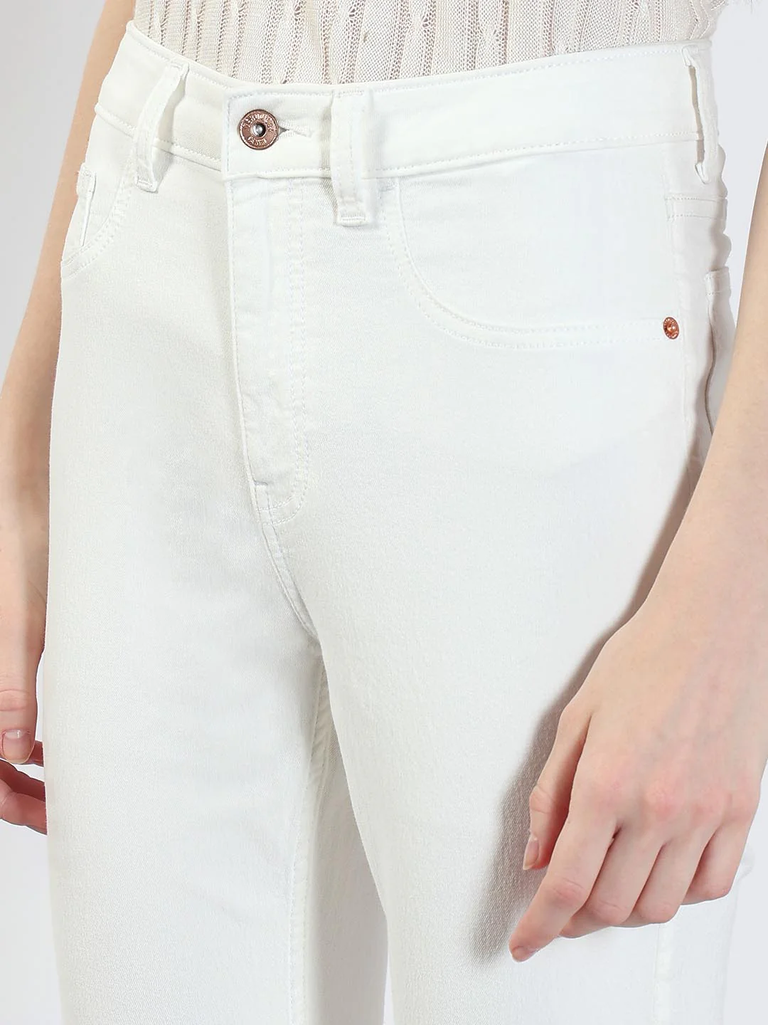 White Mid Rise Bootcut Jeans - Image 8