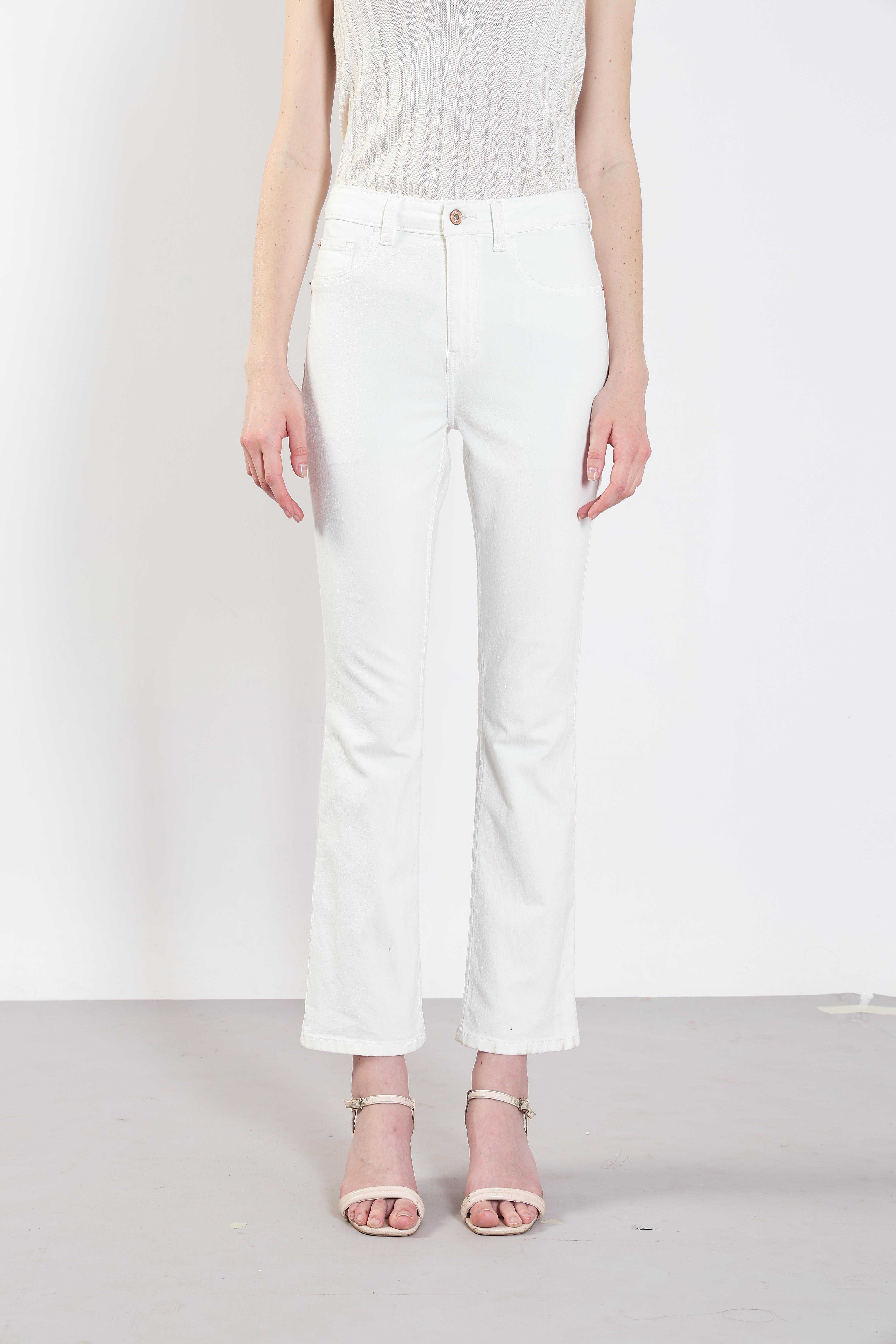 White Mid Rise Bootcut Jeans - Image 9