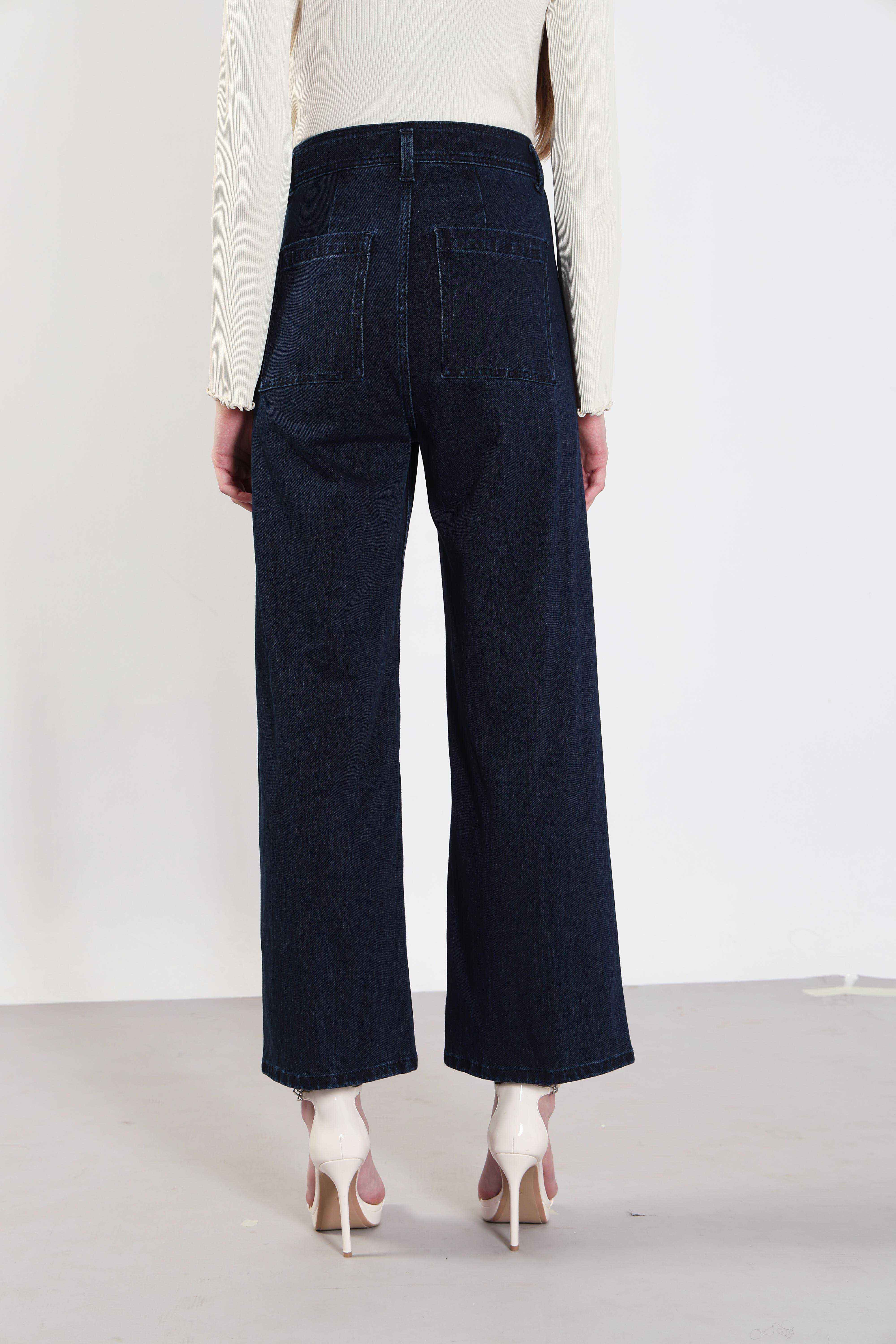 Dark Blue High Rise Wide Leg Jeans - Image 10