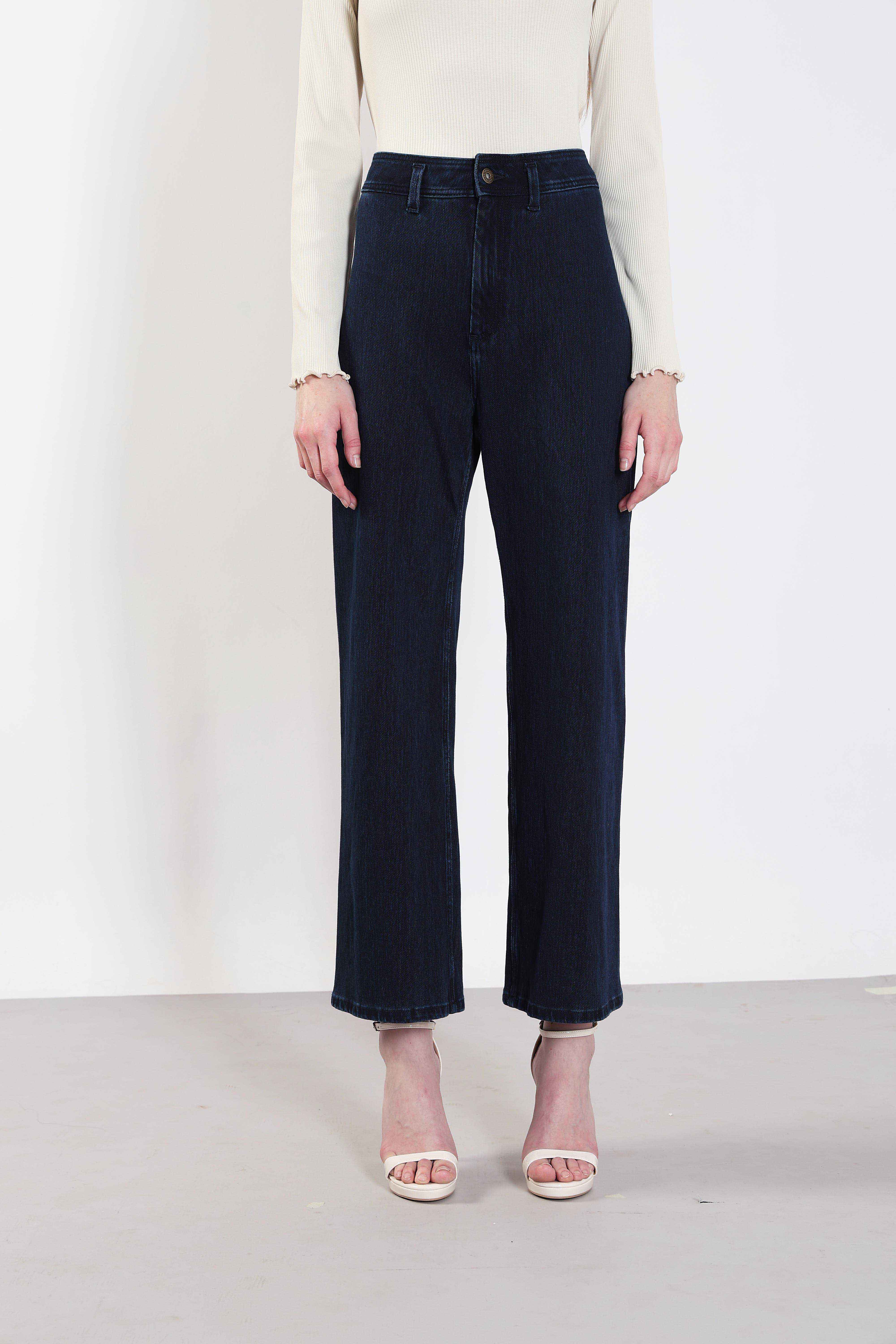 Dark Blue High Rise Wide Leg Jeans - Image 9