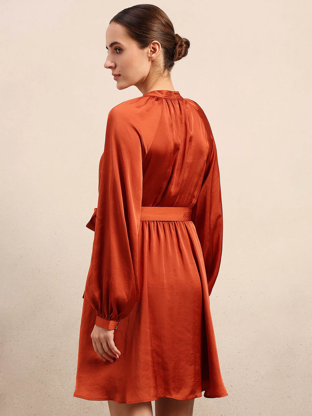 Long Sleeves Belted Mini Dress - Image 4