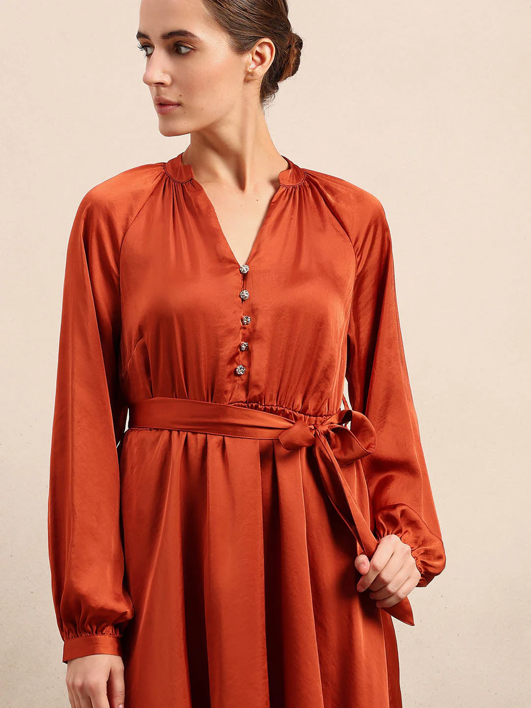 Long Sleeves Belted Mini Dress - Image 6
