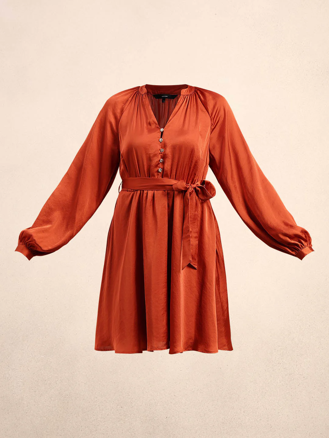 Long Sleeves Belted Mini Dress - Image 7