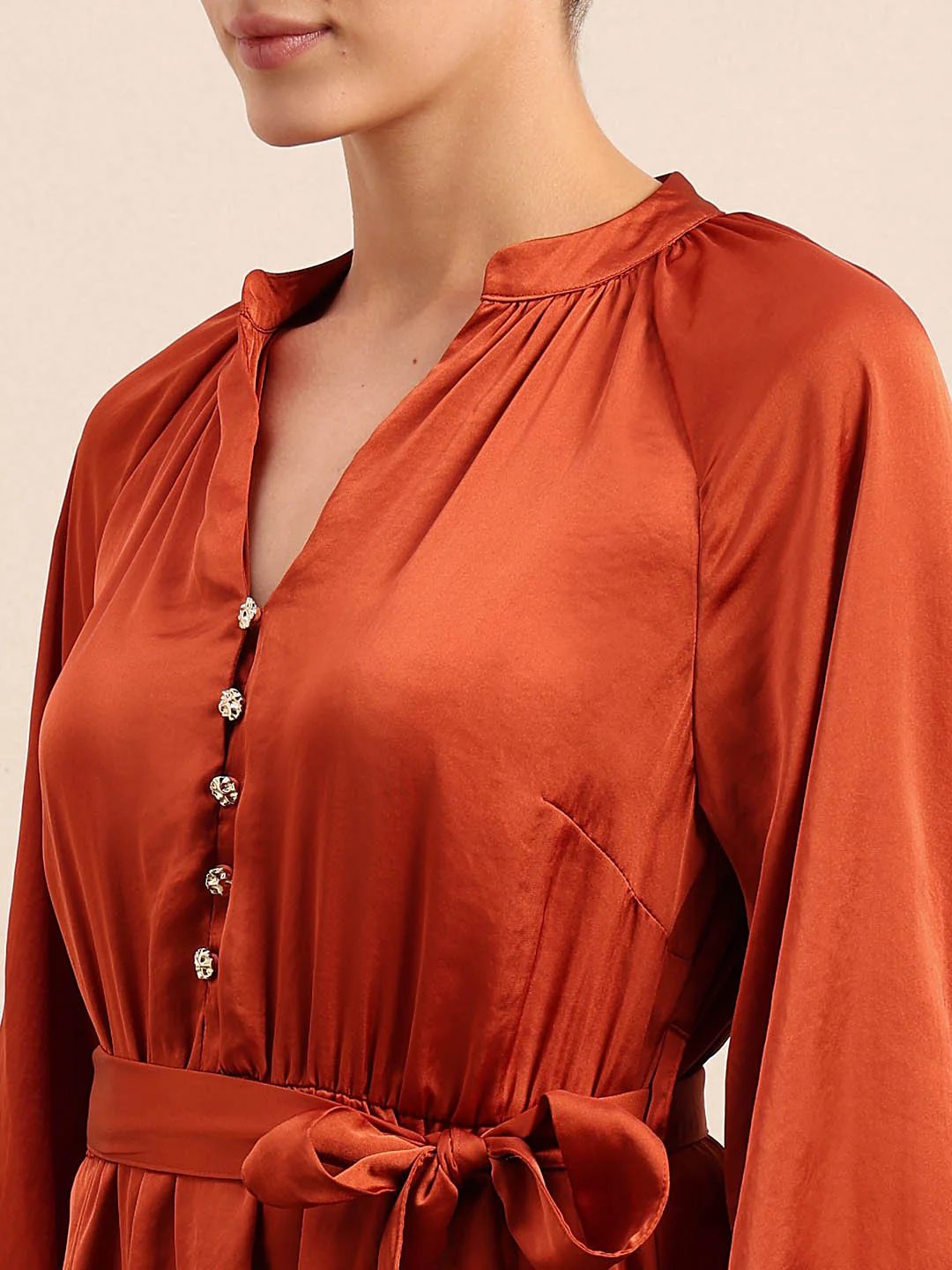 Long Sleeves Belted Mini Dress - Image 8
