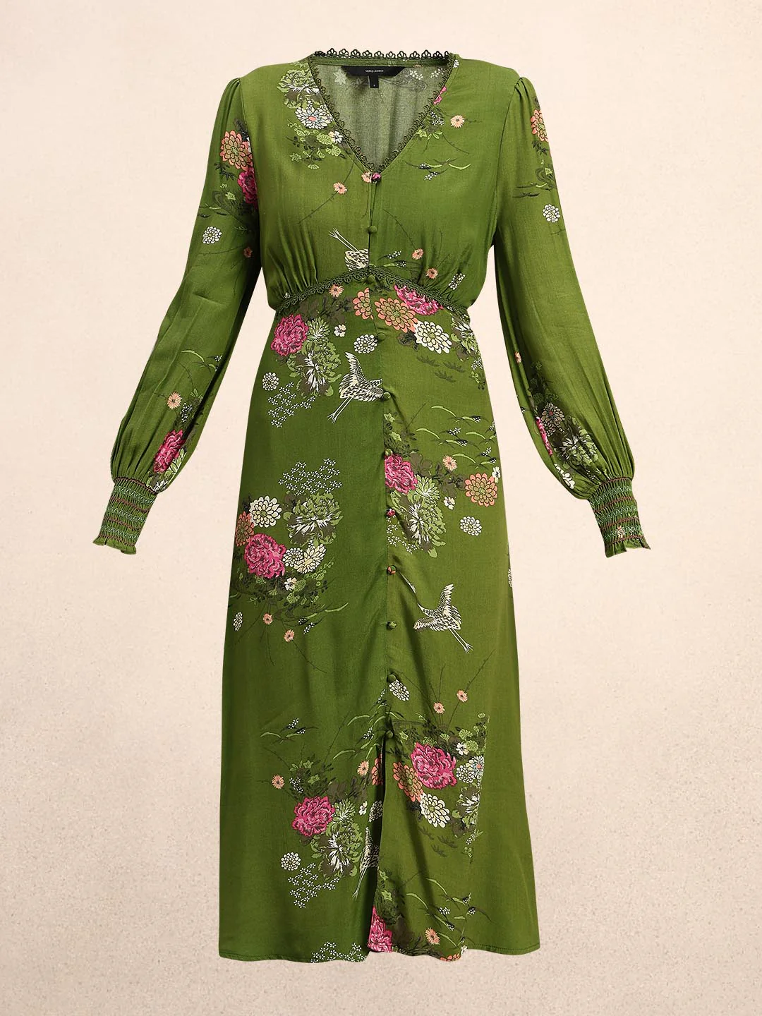 Green Floral Lace Midi Dress - Image 7