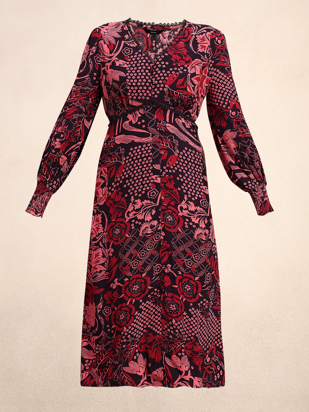 Printed V-Neck Full Sleeves Dress - Image 7