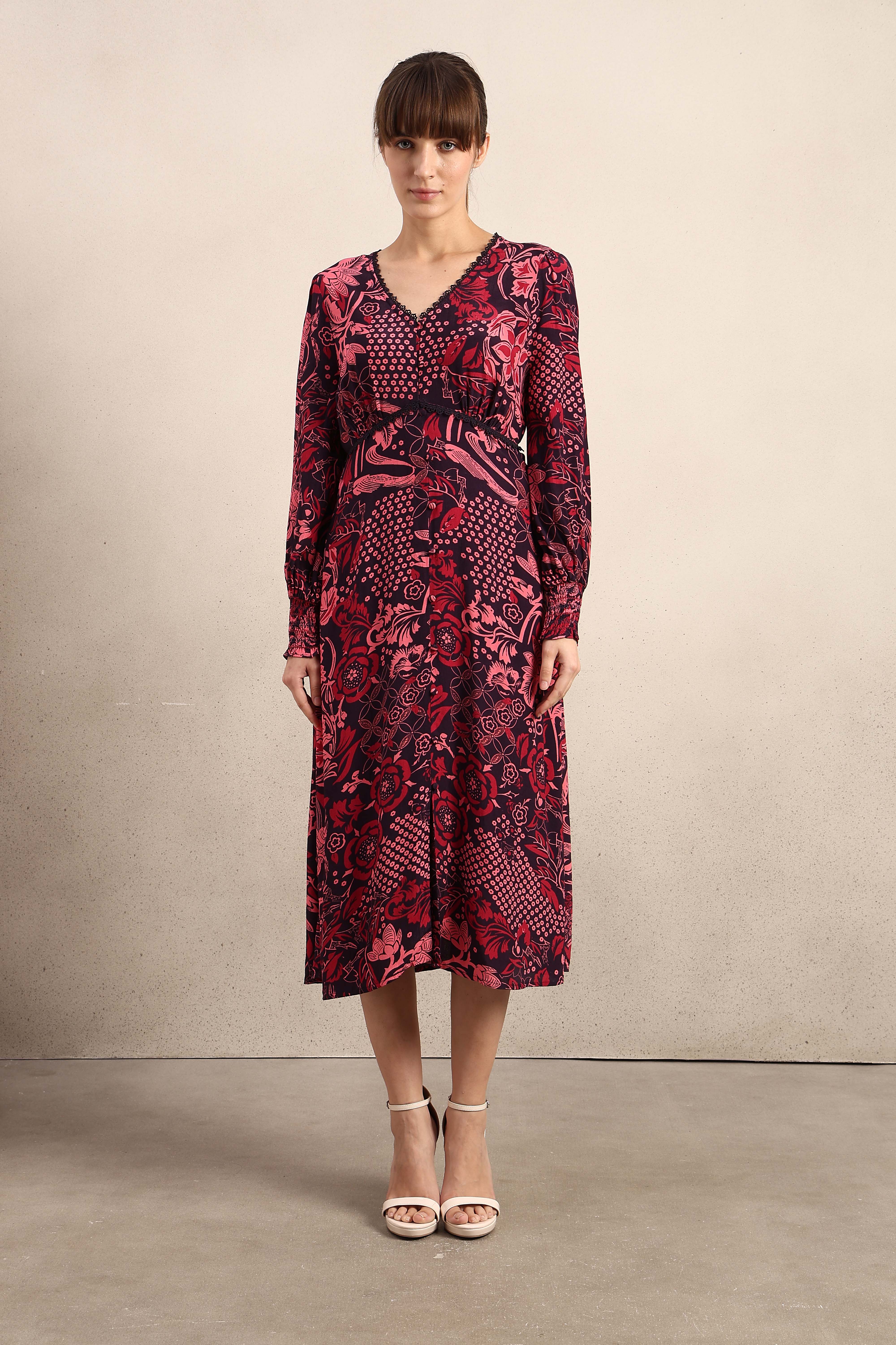 Printed V-Neck Full Sleeves Dress - Image 8