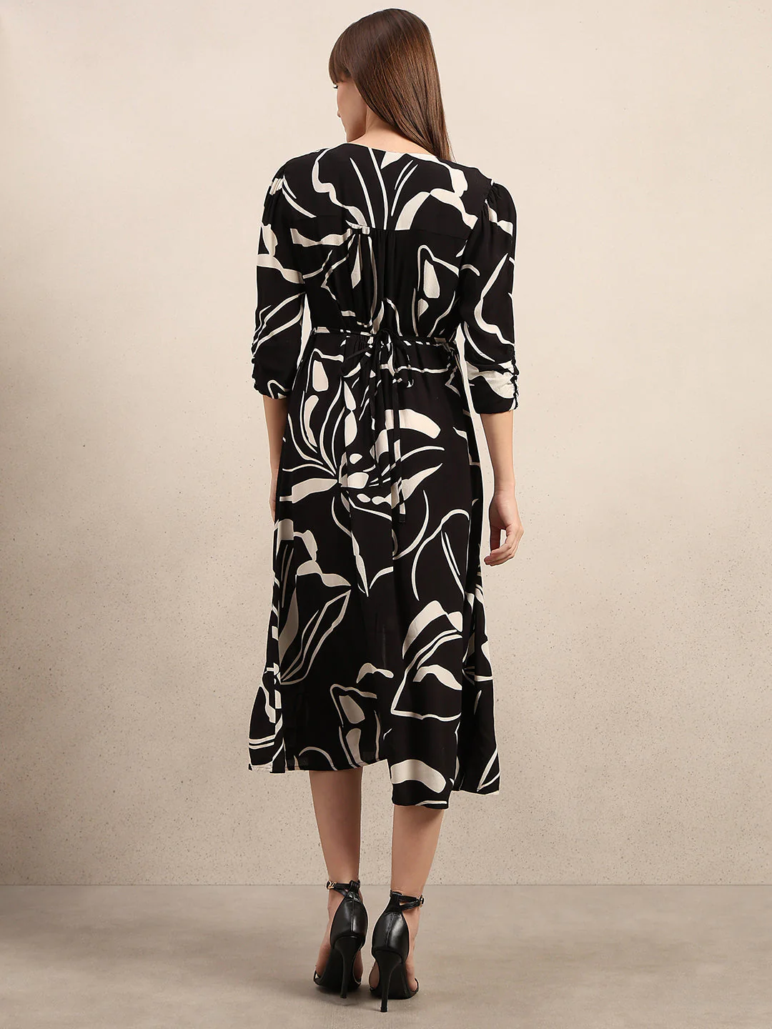 Printed V-Neck Midi Dress - Image 4
