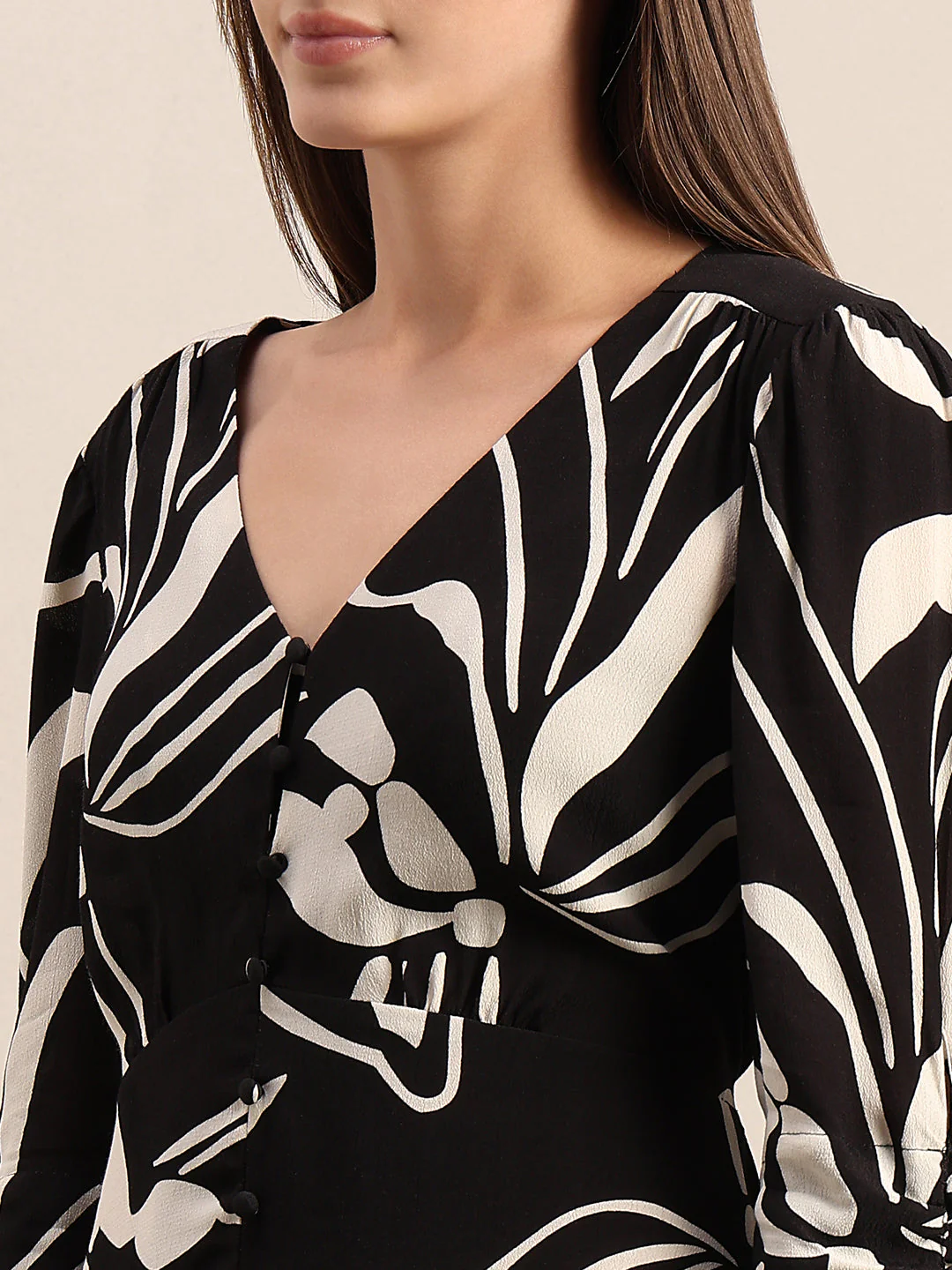 Printed V-Neck Midi Dress - Image 6