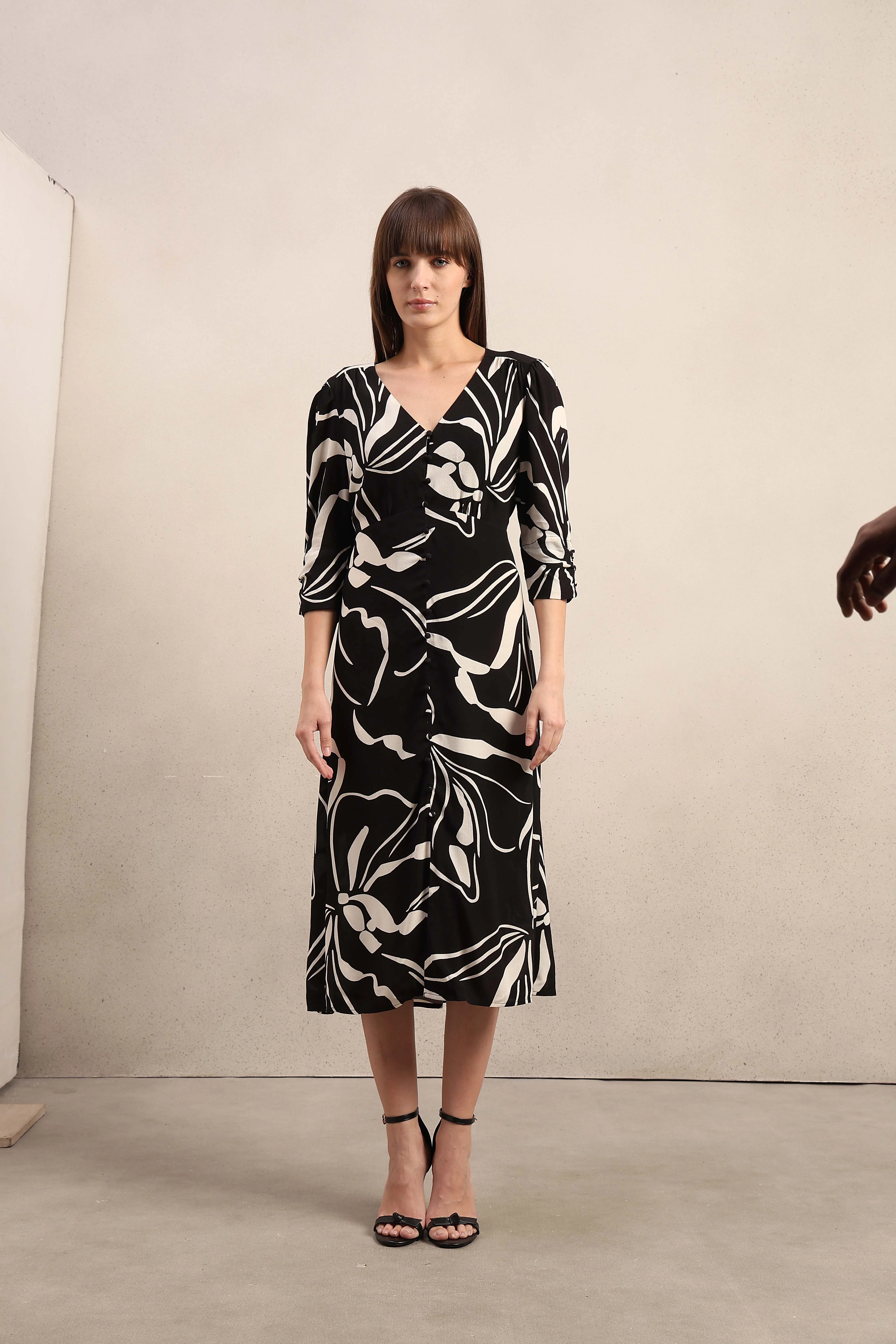 Printed V-Neck Midi Dress - Image 8
