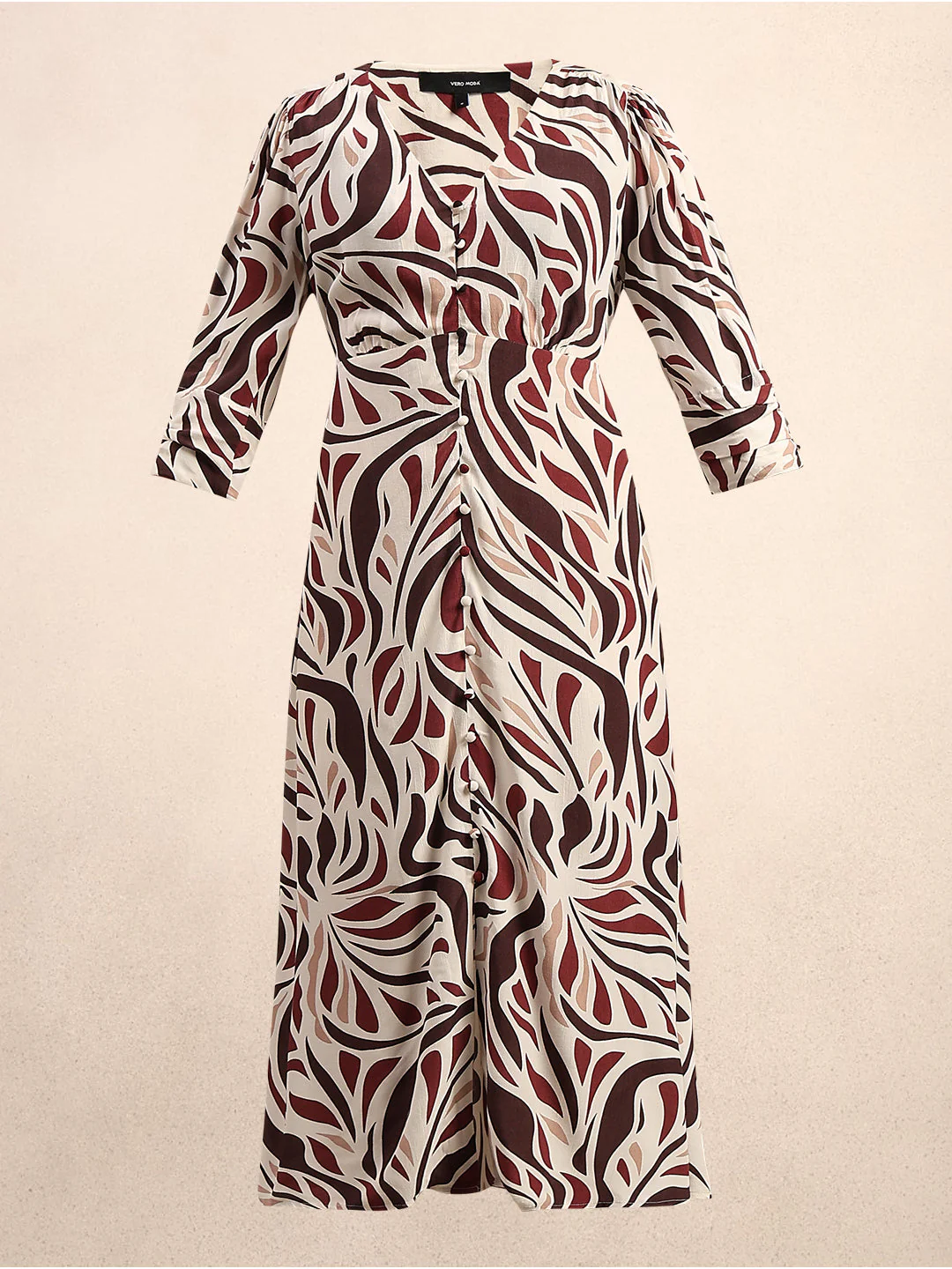Ecru Printed V-Neck Dress - Image 7