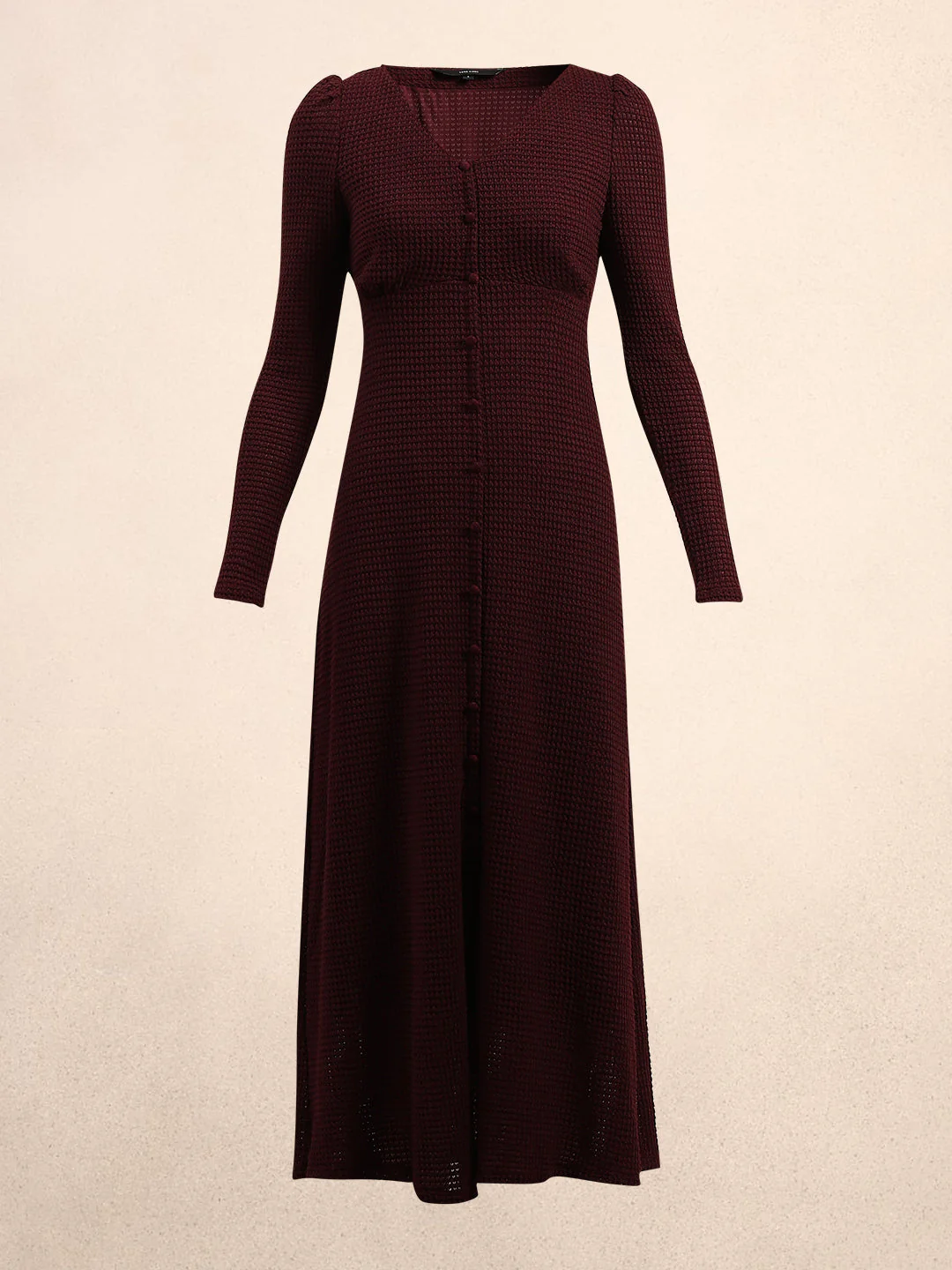 Burgundy Textured Midi Dress - Image 7