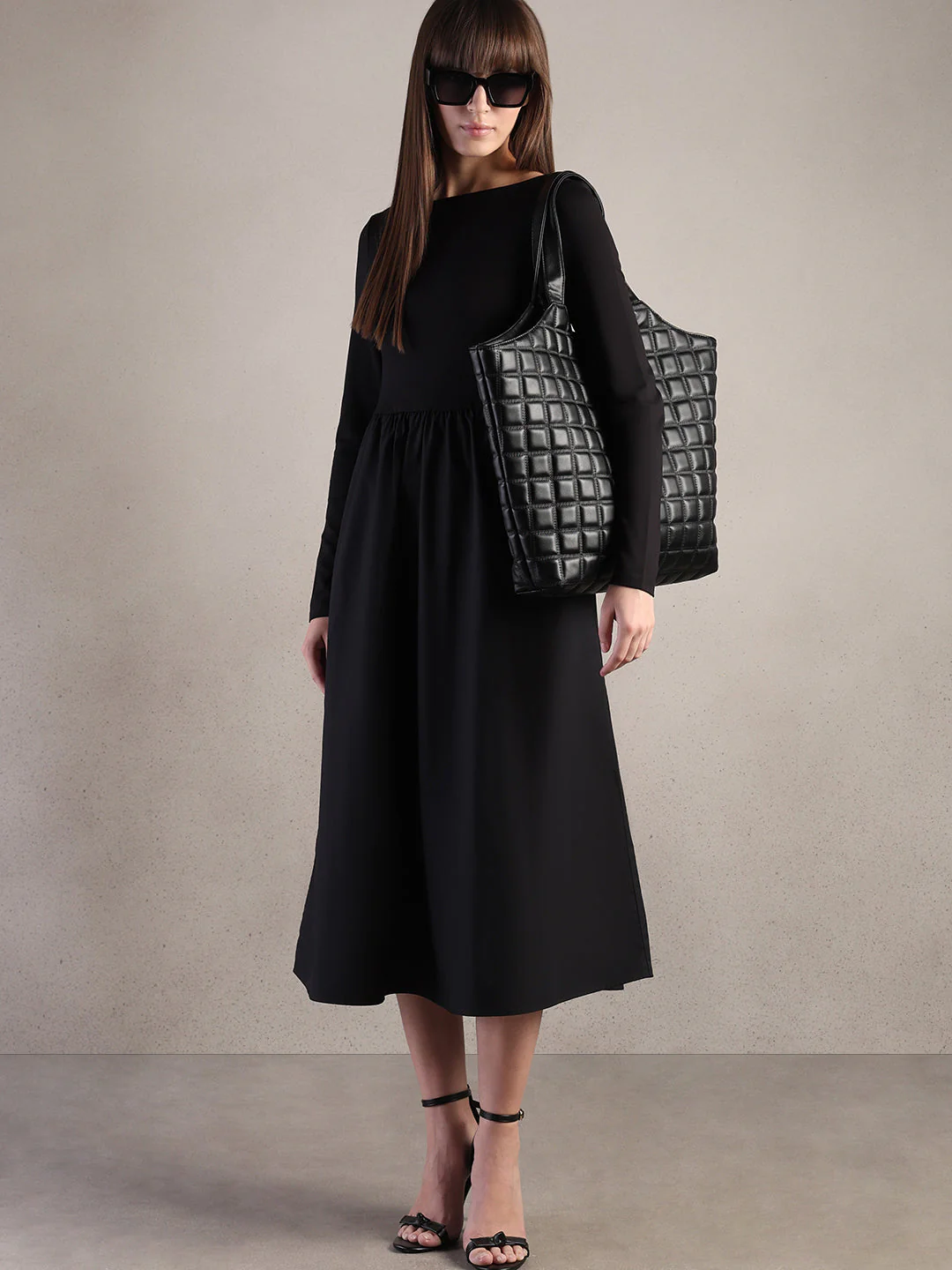 Black Boat Neck Dress - Image 2