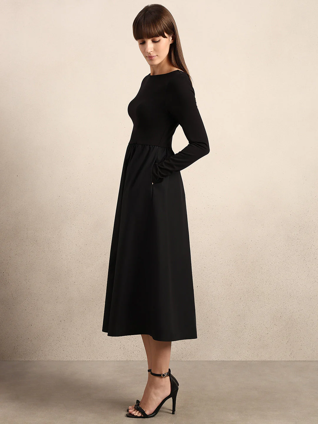 Black Boat Neck Dress - Image 4