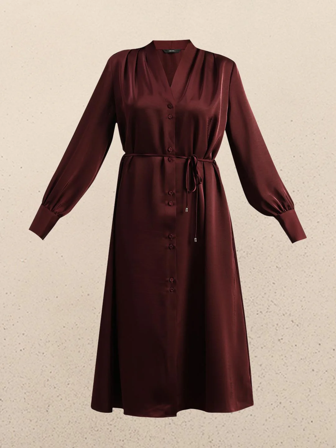 Maroon Satin Midi Dress - Image 7