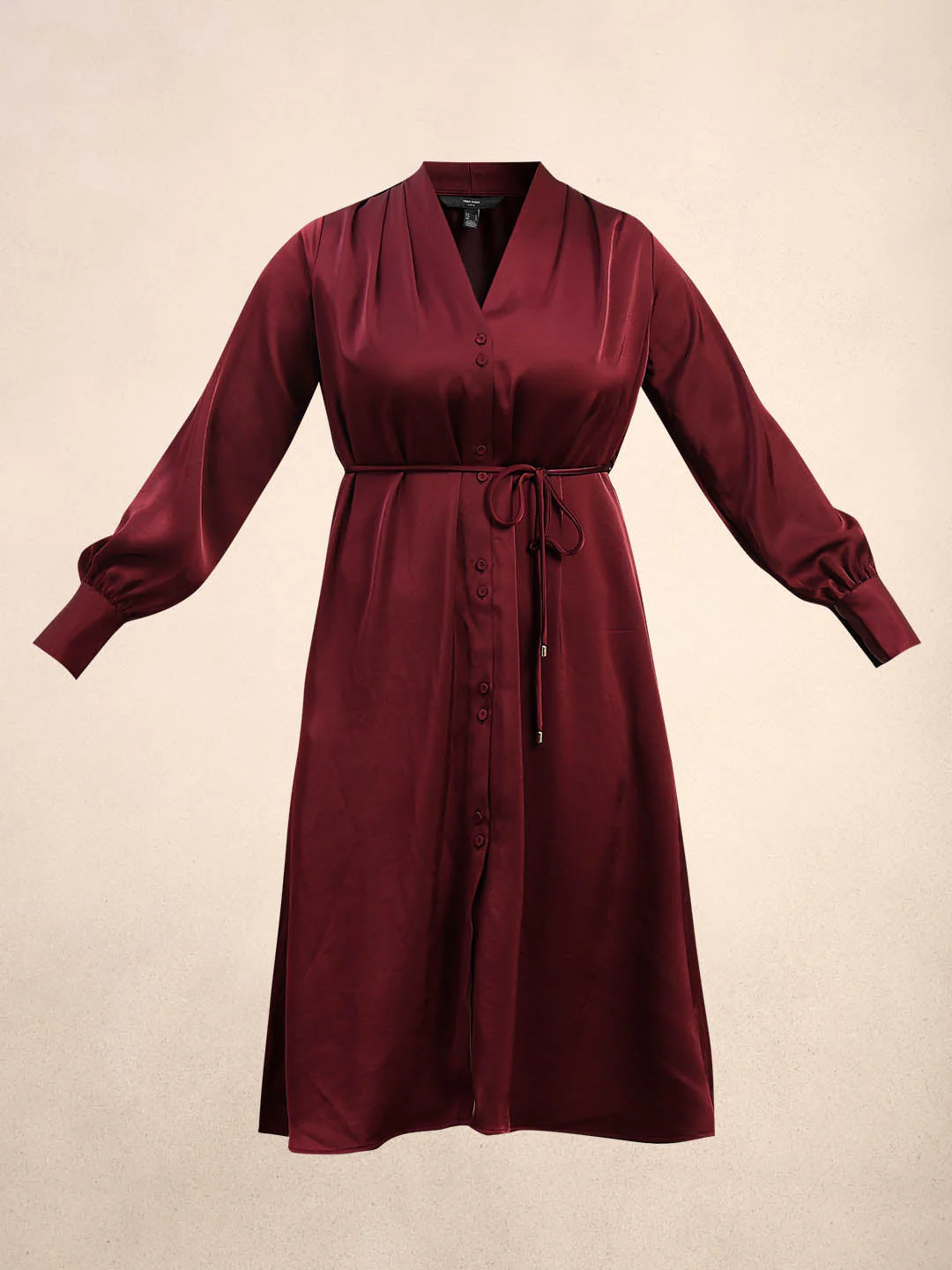 Curve Belted V-Neck Midi Dress - Maroon - Image 7