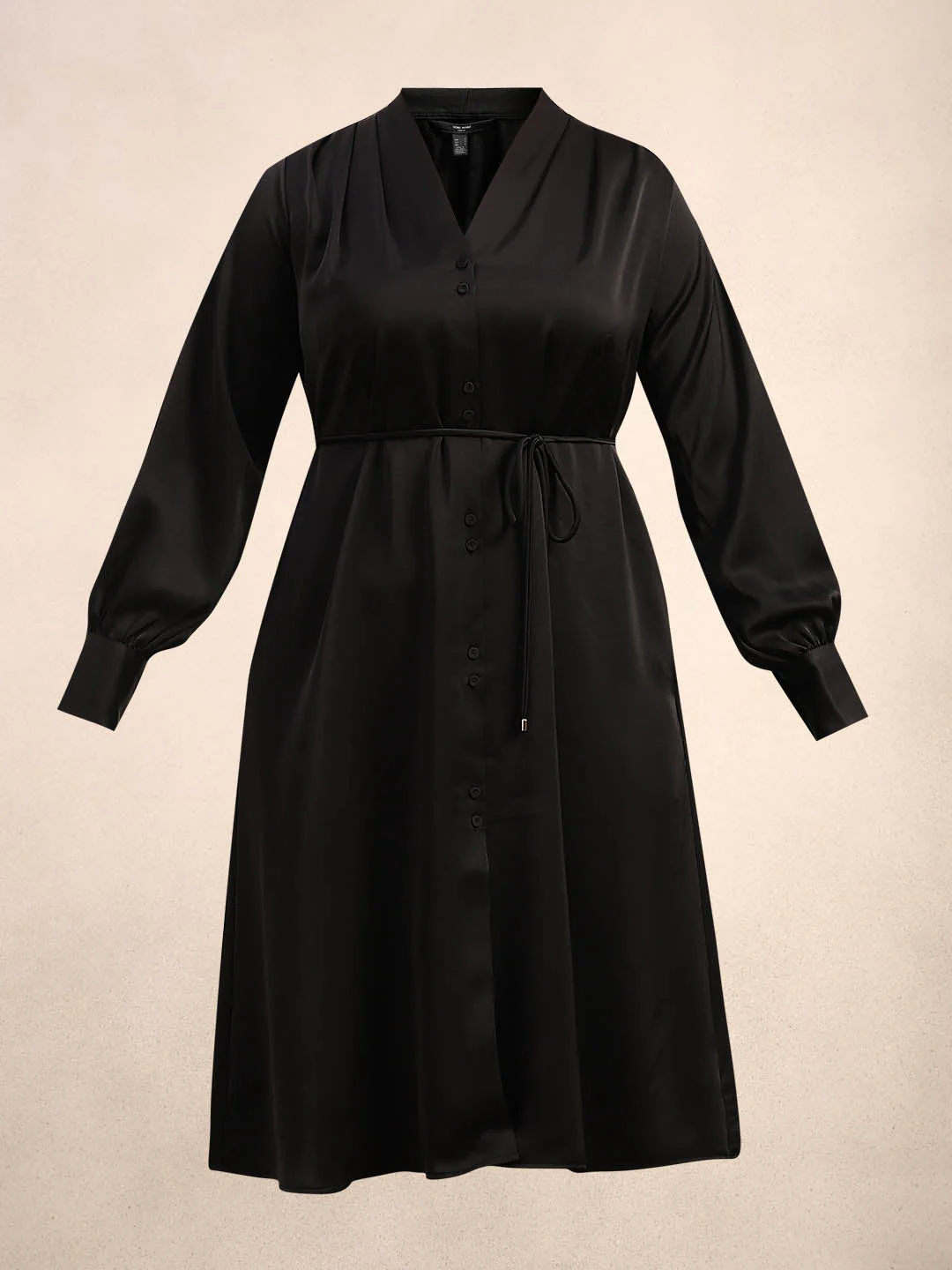 Curve Belted V-Neck Midi Dress - Black - Image 7