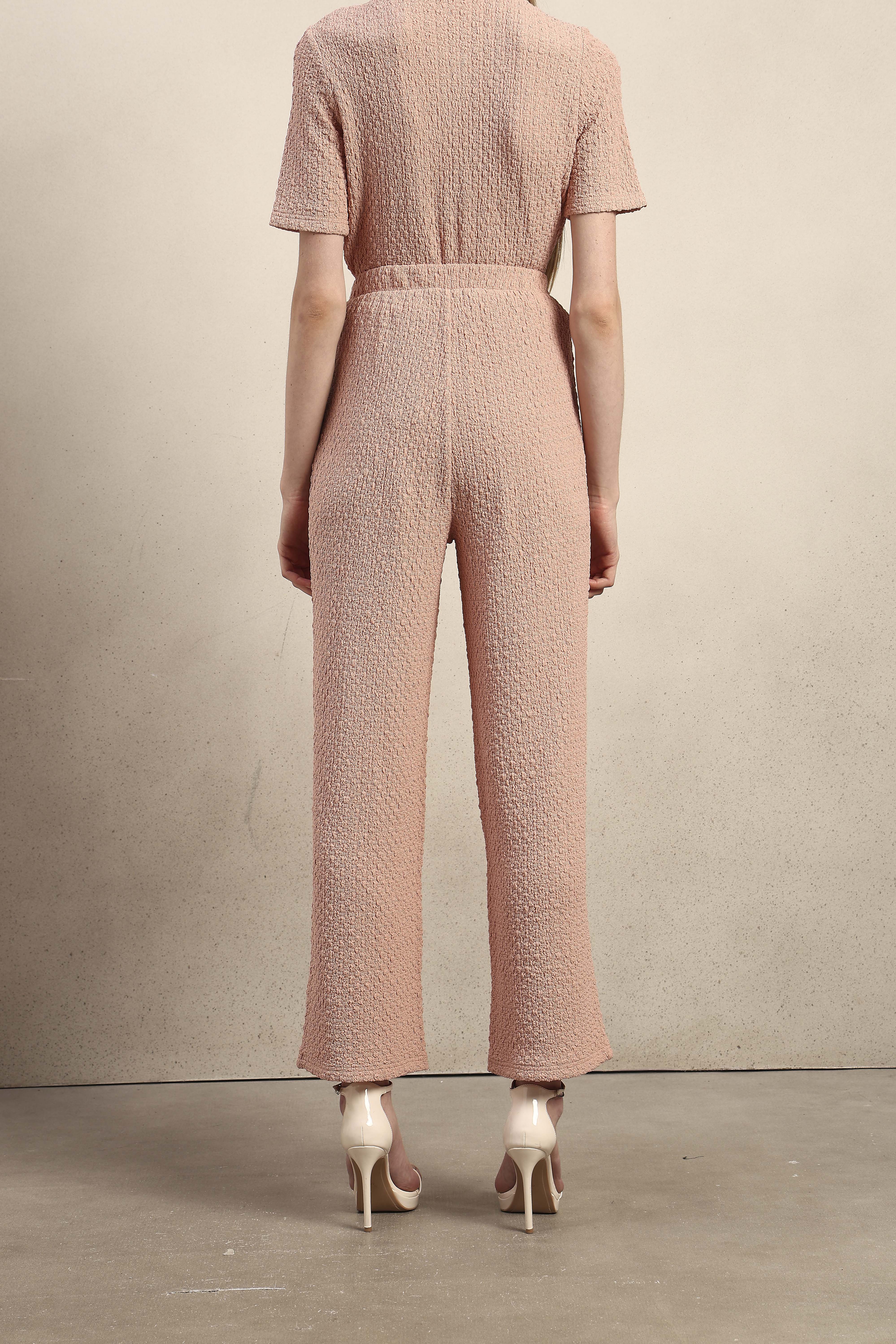 Wide Leg Textured Pants - Pink - Image 10