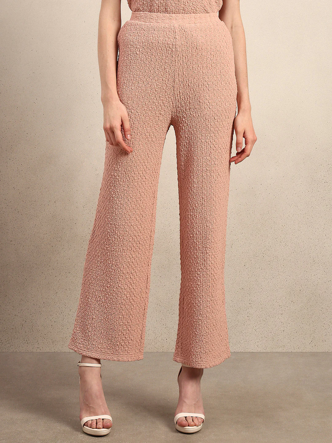 Wide Leg Textured Pants - Pink - Image 2