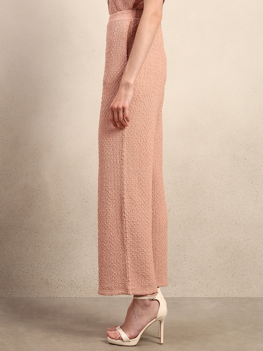 Wide Leg Textured Pants - Pink - Image 3