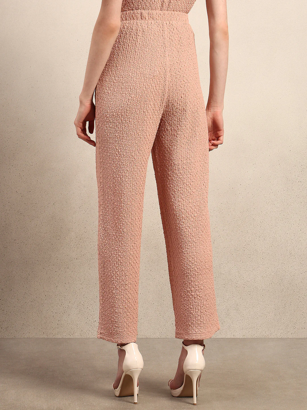 Wide Leg Textured Pants - Pink - Image 4