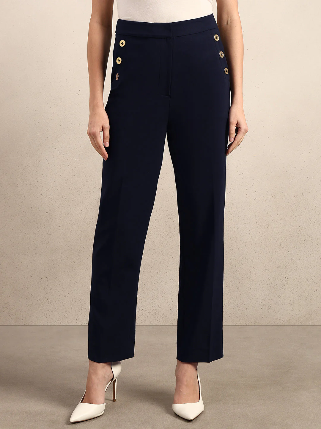 Button Detail Ankle Length Pants - Image 2